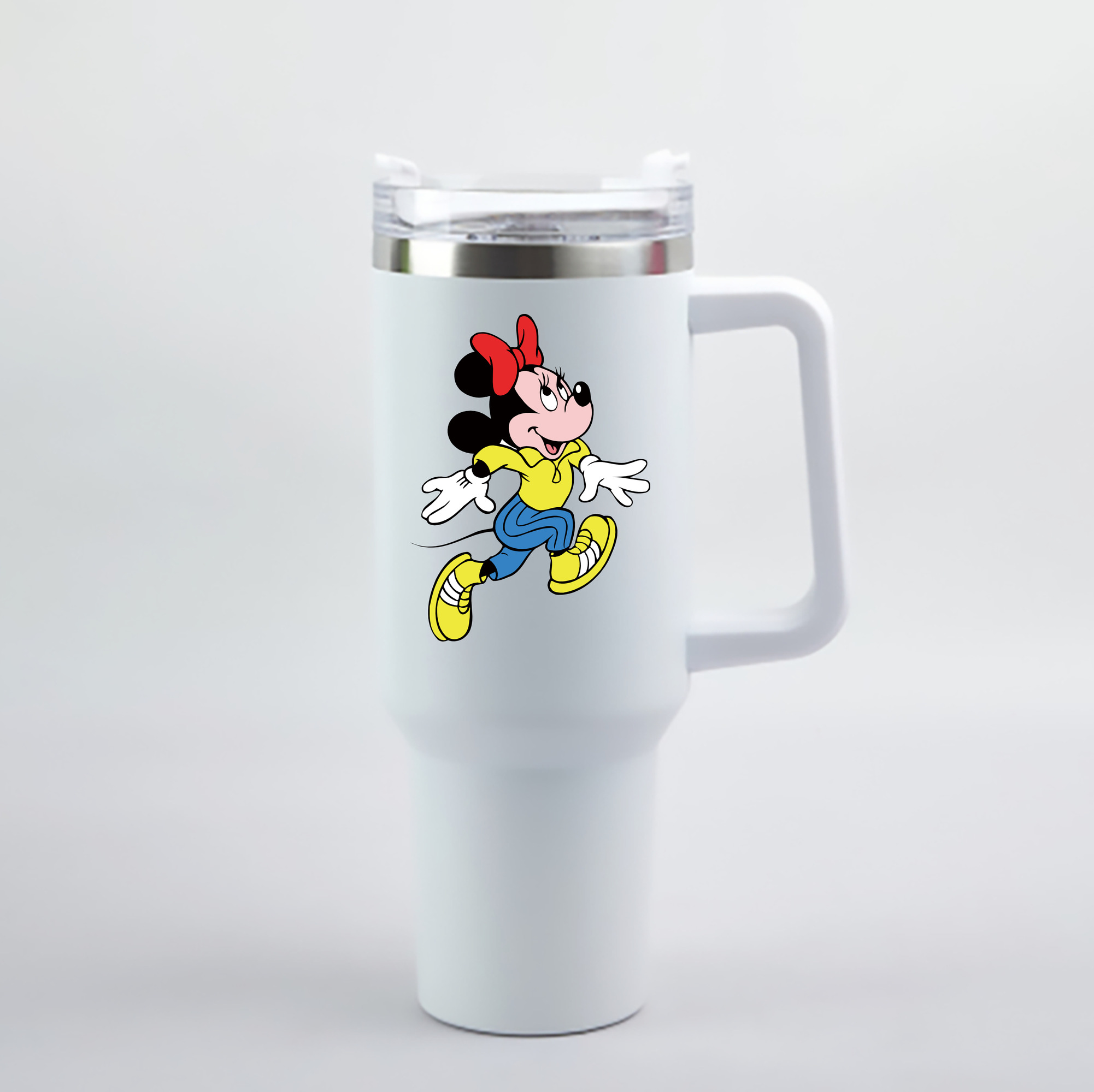 （画像用） ミッキーマウス Mickey Mouse 1200mL車用タンブラー - クリスタルステッカー（プラスチックストロー付き）