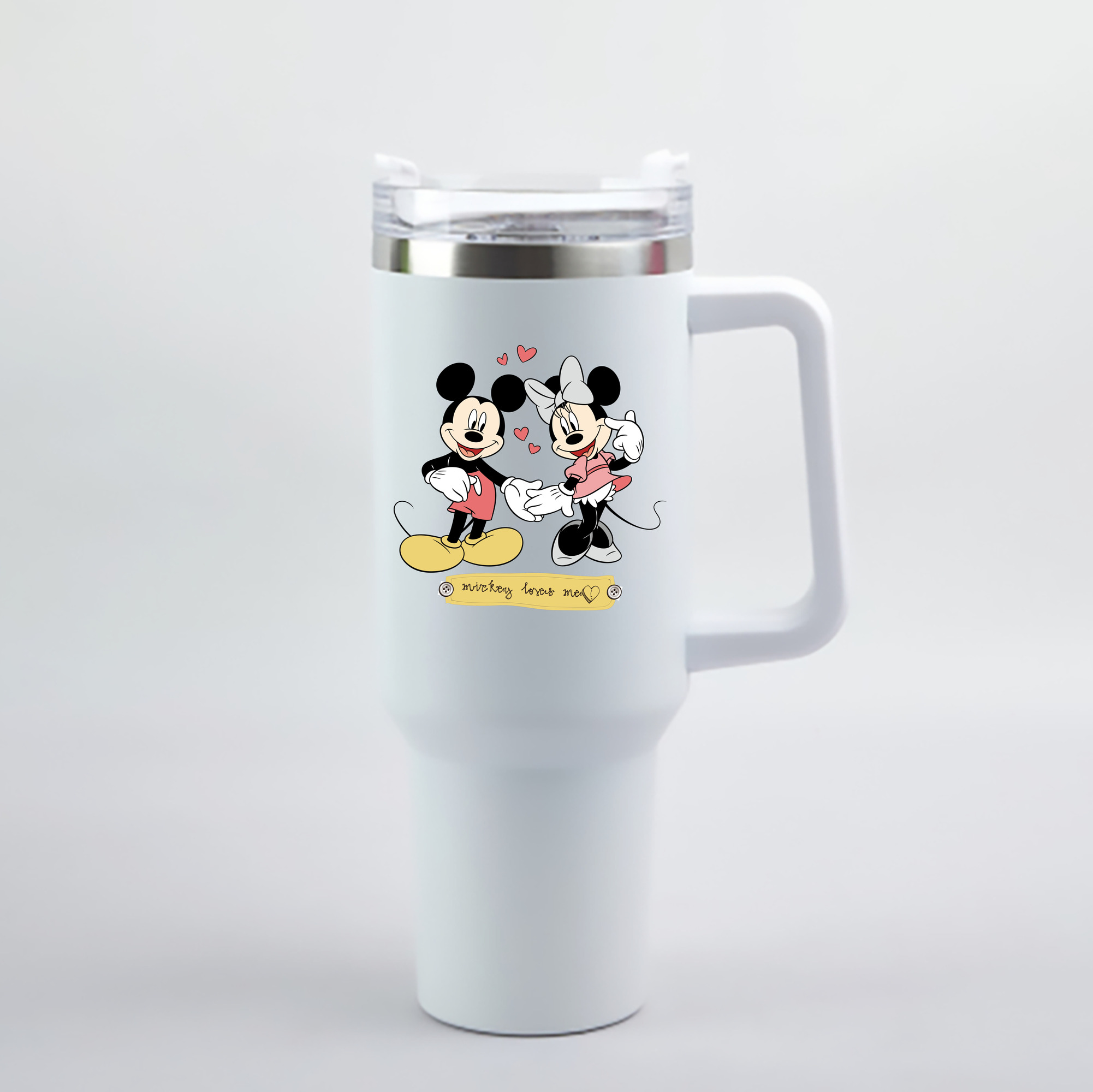 （画像用） ミッキーマウス Mickey Mouse 1200mL車用タンブラー - クリスタルステッカー（プラスチックストロー付き）
