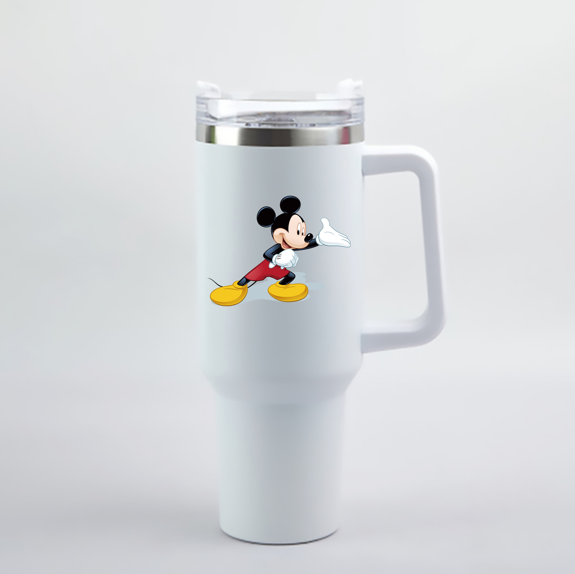 （画像用） ミッキーマウス Mickey Mouse 1200mL車用タンブラー - クリスタルステッカー（プラスチックストロー付き）