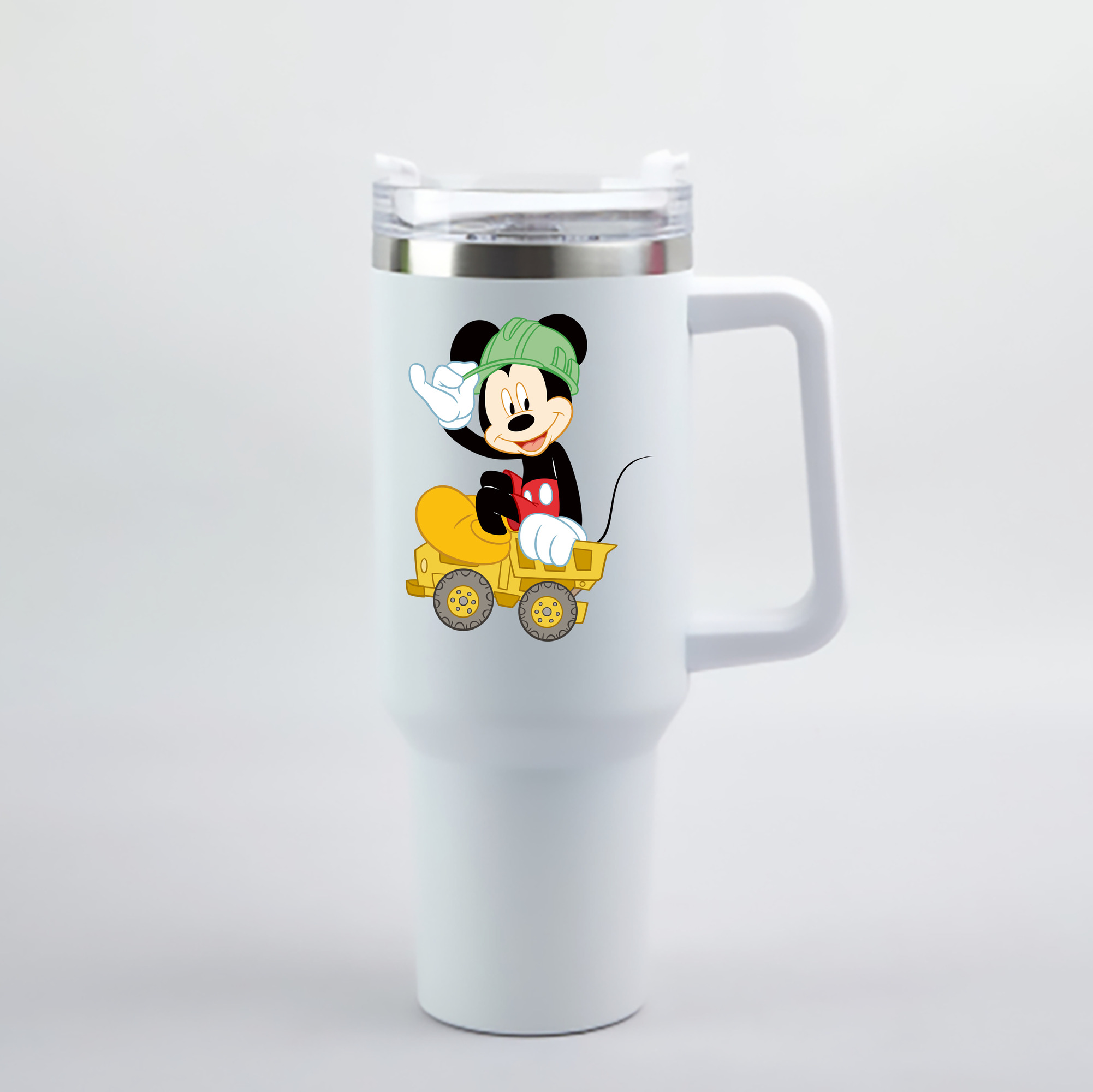 （画像用） ミッキーマウス Mickey Mouse 1200mL車用タンブラー - クリスタルステッカー（プラスチックストロー付き）