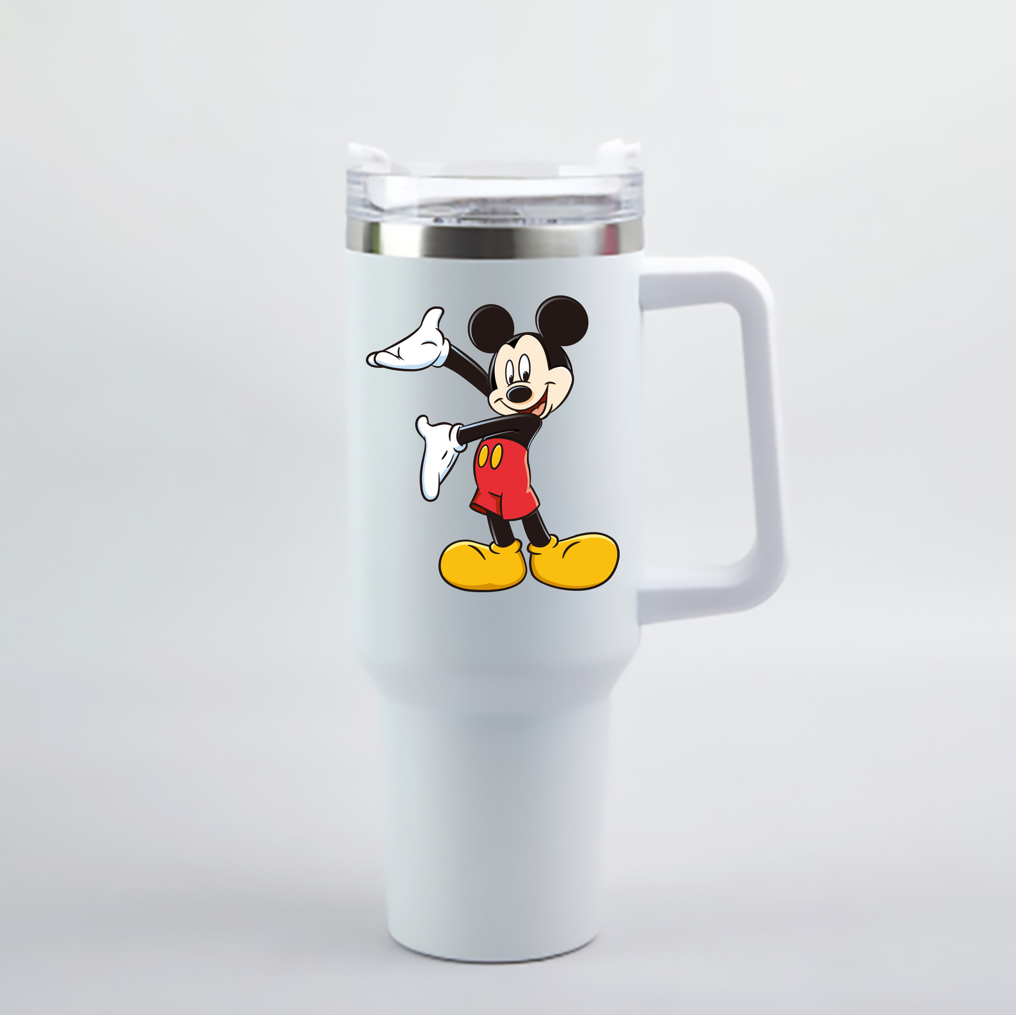 （画像用） ミッキーマウス Mickey Mouse 1200mL車用タンブラー - クリスタルステッカー（プラスチックストロー付き）