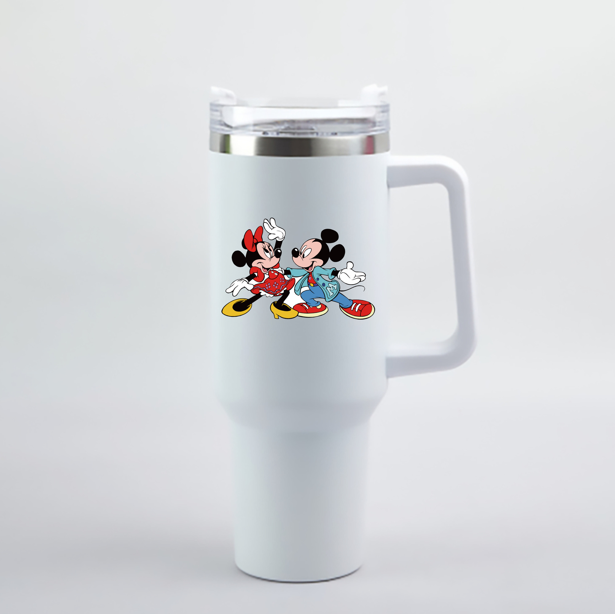 （画像用） ミッキーマウス Mickey Mouse 1200mL車用タンブラー - クリスタルステッカー（プラスチックストロー付き）