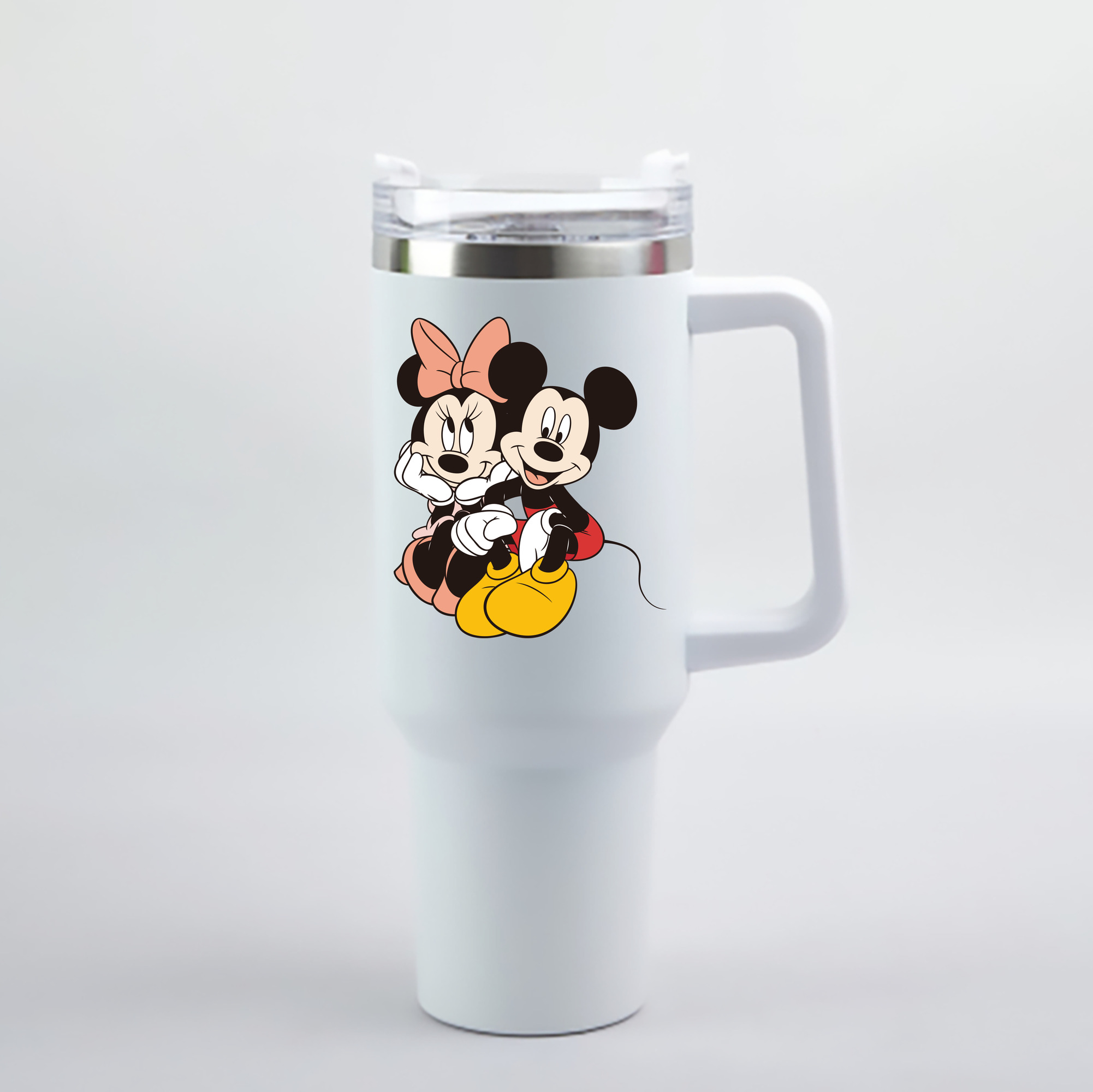 （画像用） ミッキーマウス Mickey Mouse 1200mL車用タンブラー - クリスタルステッカー（プラスチックストロー付き）
