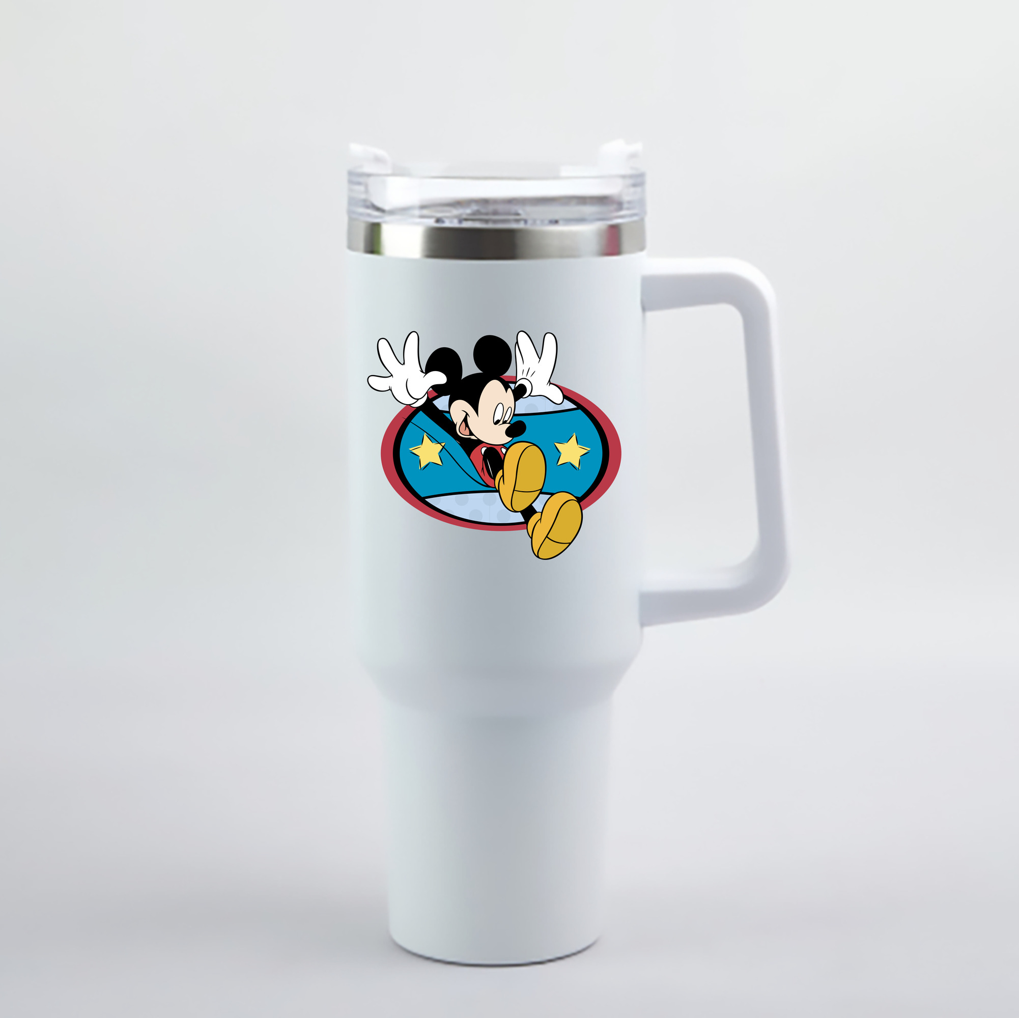 （画像用） ミッキーマウス Mickey Mouse 1200mL車用タンブラー - クリスタルステッカー（プラスチックストロー付き）