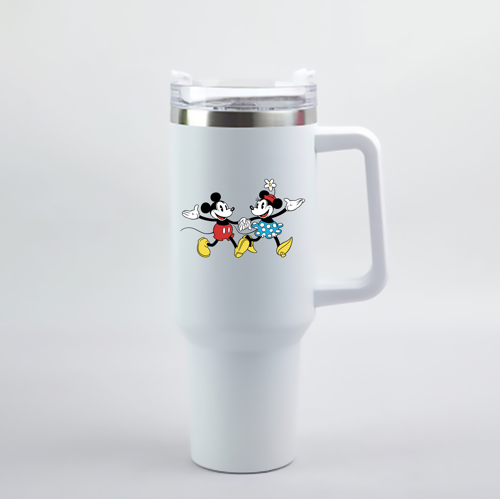 （画像用） ミッキーマウス Mickey Mouse 1200mL車用タンブラー - クリスタルステッカー（プラスチックストロー付き）