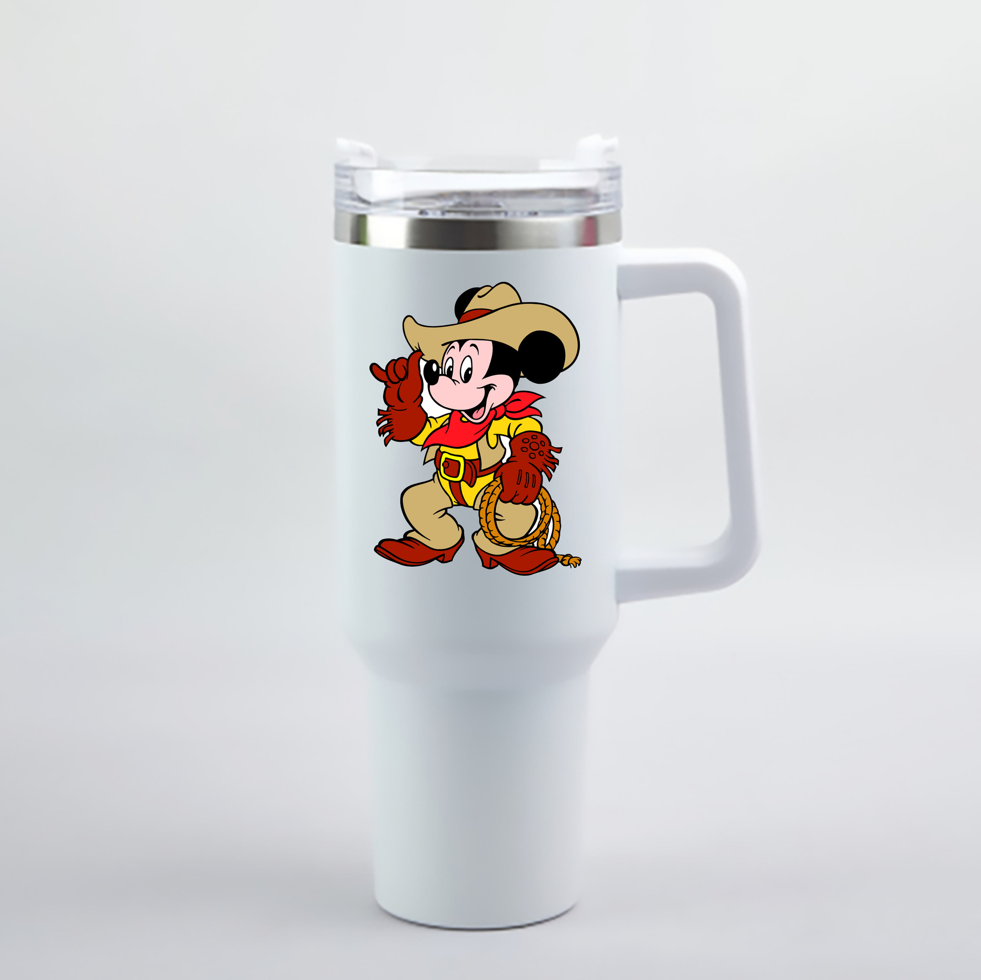 （画像用） ミッキーマウス Mickey Mouse 1200mL車用タンブラー - クリスタルステッカー（プラスチックストロー付き）
