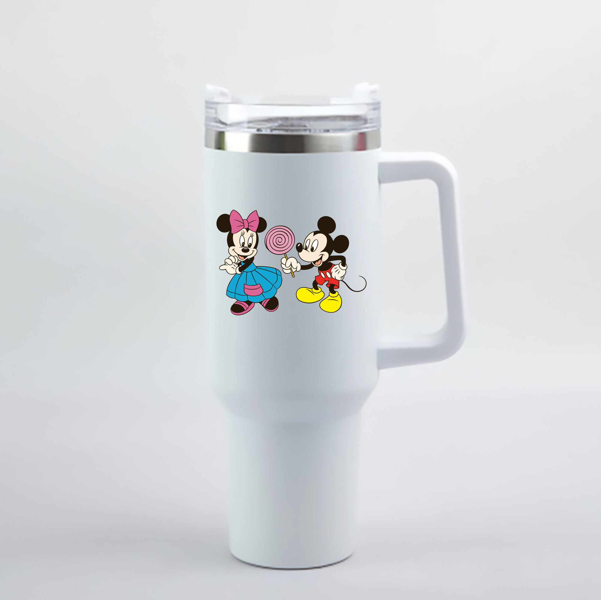 （画像用） ミッキーマウス Mickey Mouse 1200mL車用タンブラー - クリスタルステッカー（プラスチックストロー付き）