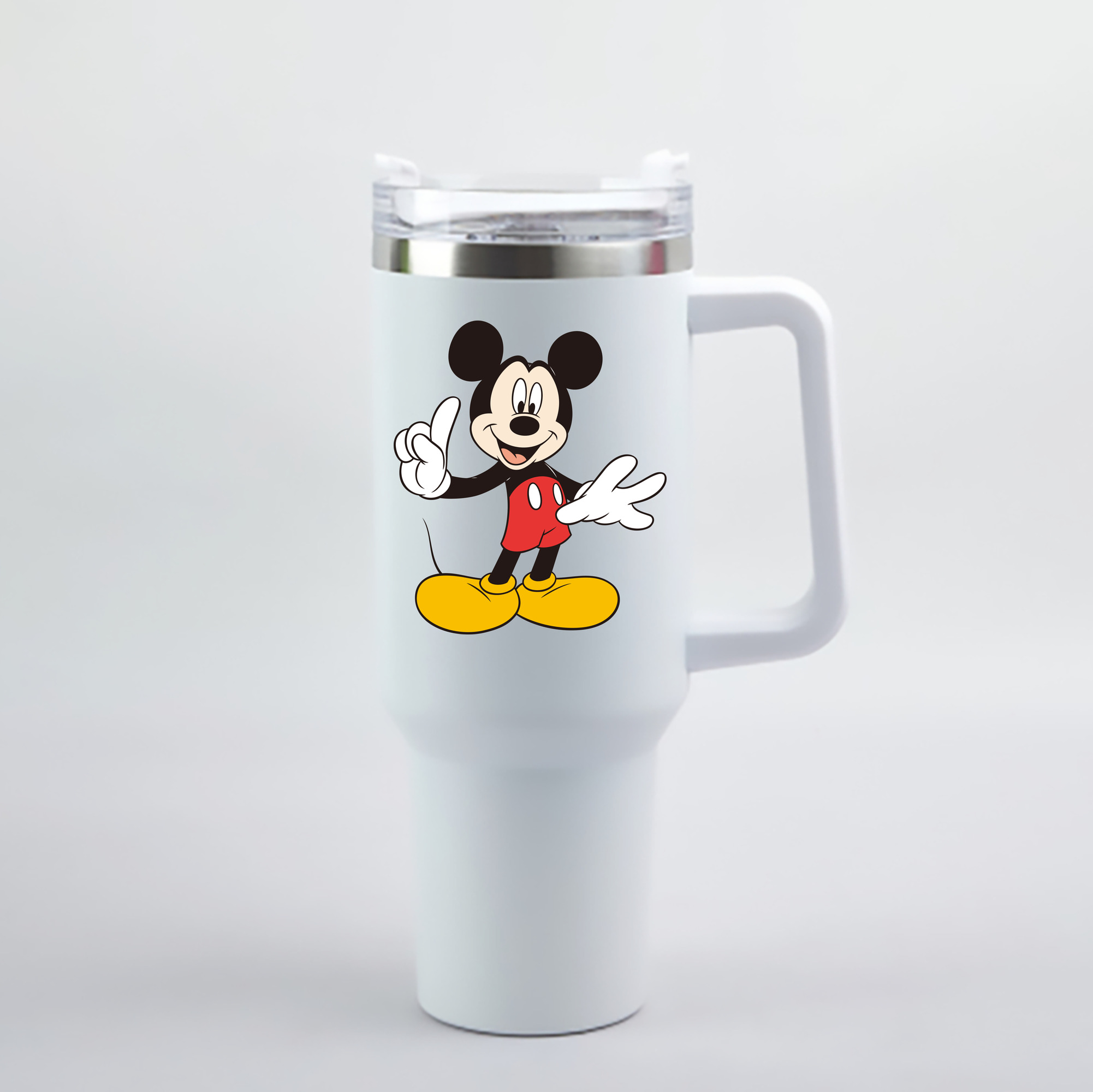 （画像用） ミッキーマウス Mickey Mouse 1200mL車用タンブラー - クリスタルステッカー（プラスチックストロー付き）