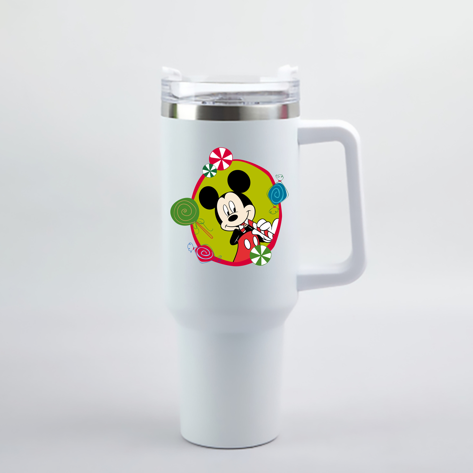 （画像用） ミッキーマウス Mickey Mouse 1200mL車用タンブラー - クリスタルステッカー（プラスチックストロー付き）