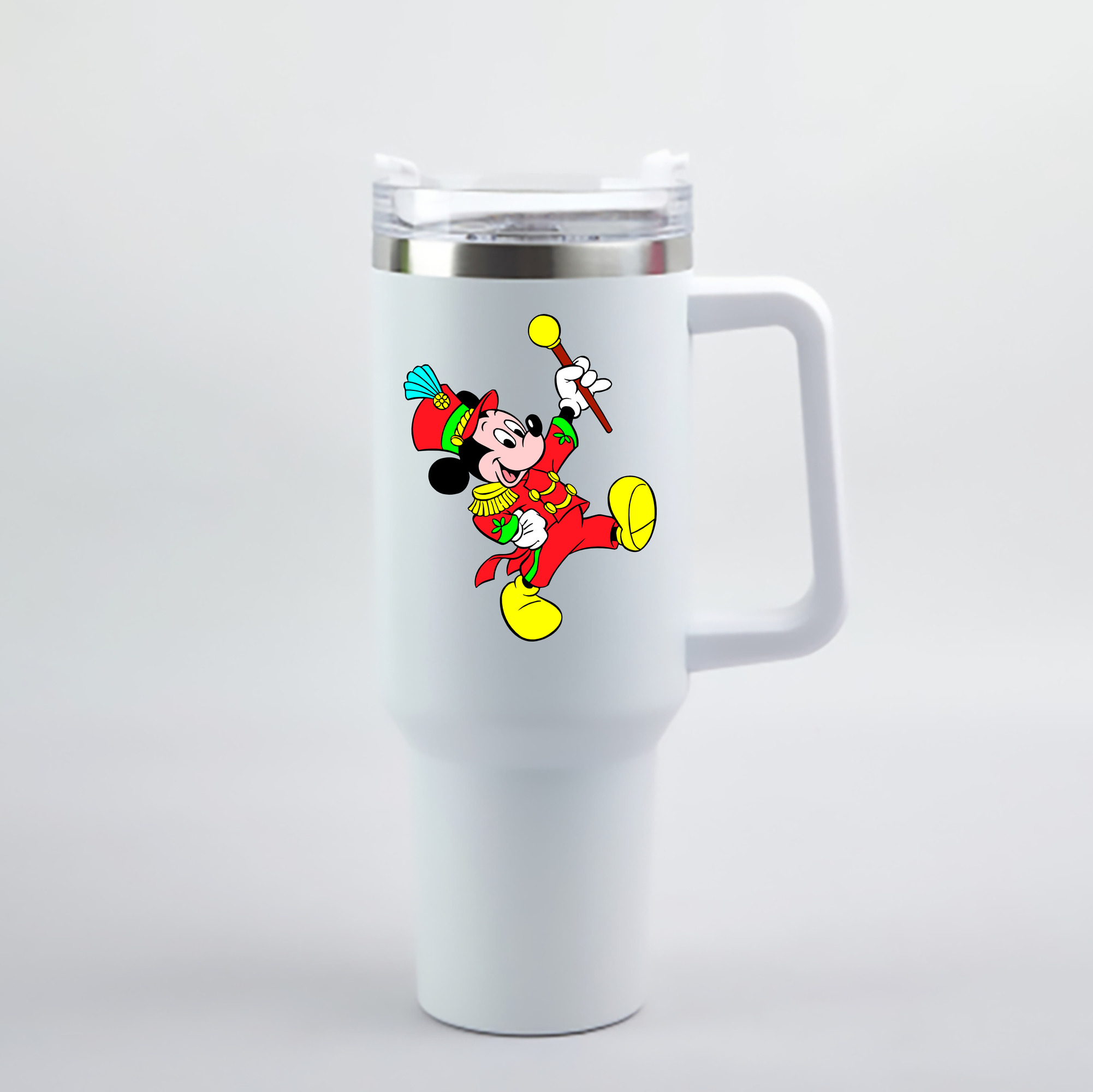 （画像用） ミッキーマウス Mickey Mouse 1200mL車用タンブラー - クリスタルステッカー（プラスチックストロー付き）