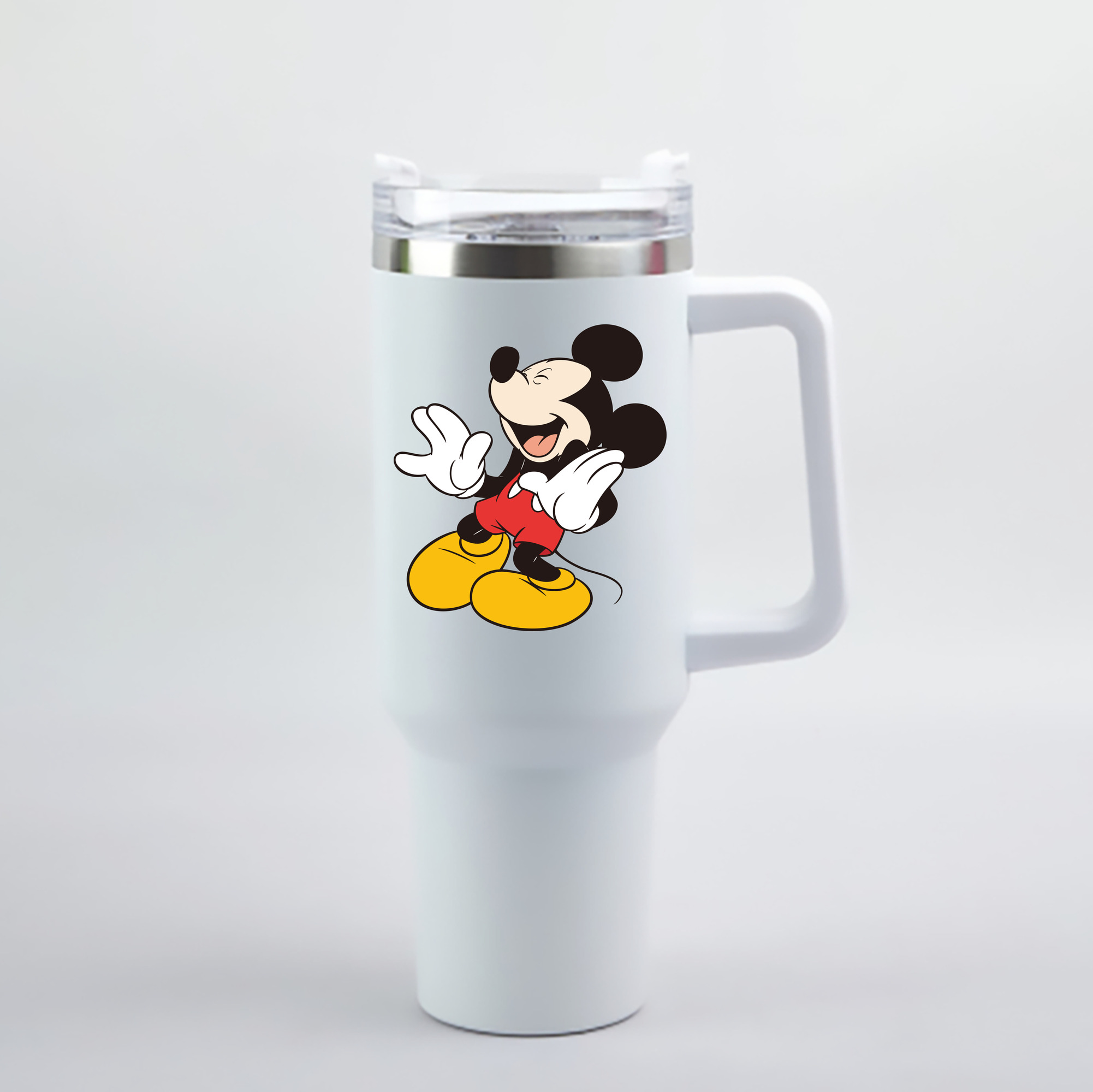 （画像用） ミッキーマウス Mickey Mouse 1200mL車用タンブラー - クリスタルステッカー（プラスチックストロー付き）