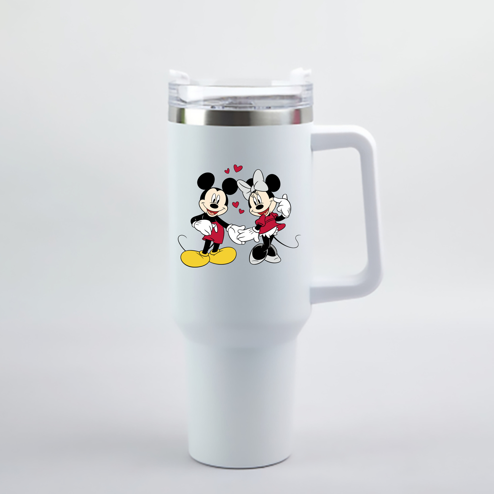 （画像用） ミッキーマウス Mickey Mouse 1200mL車用タンブラー - クリスタルステッカー（プラスチックストロー付き）