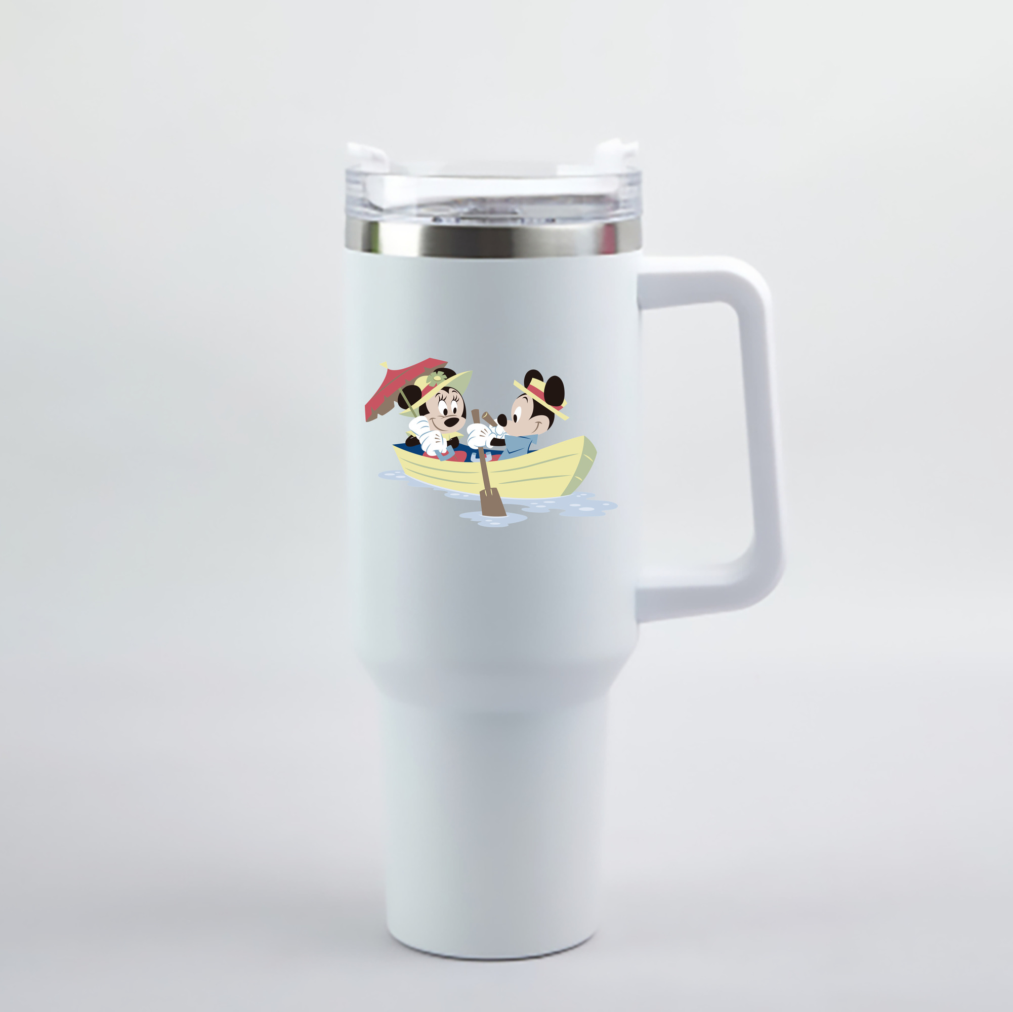 （画像用） ミッキーマウス Mickey Mouse 1200mL車用タンブラー - クリスタルステッカー（プラスチックストロー付き）