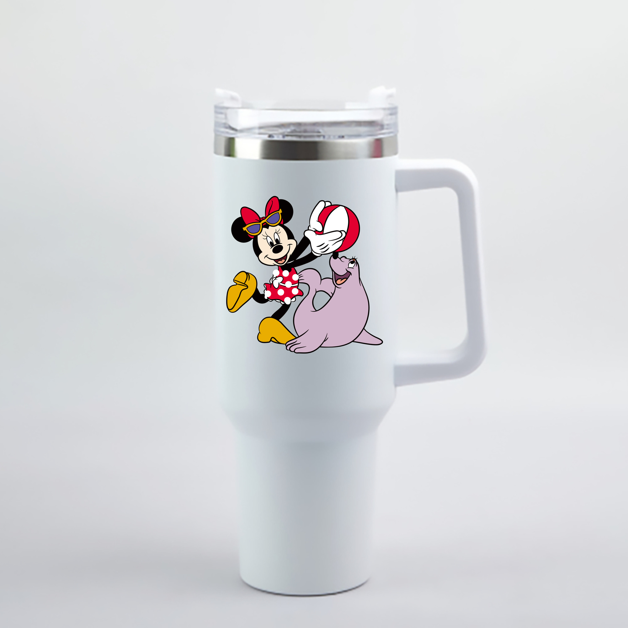 （画像用） ミッキーマウス Mickey Mouse 1200mL車用タンブラー - クリスタルステッカー（プラスチックストロー付き）
