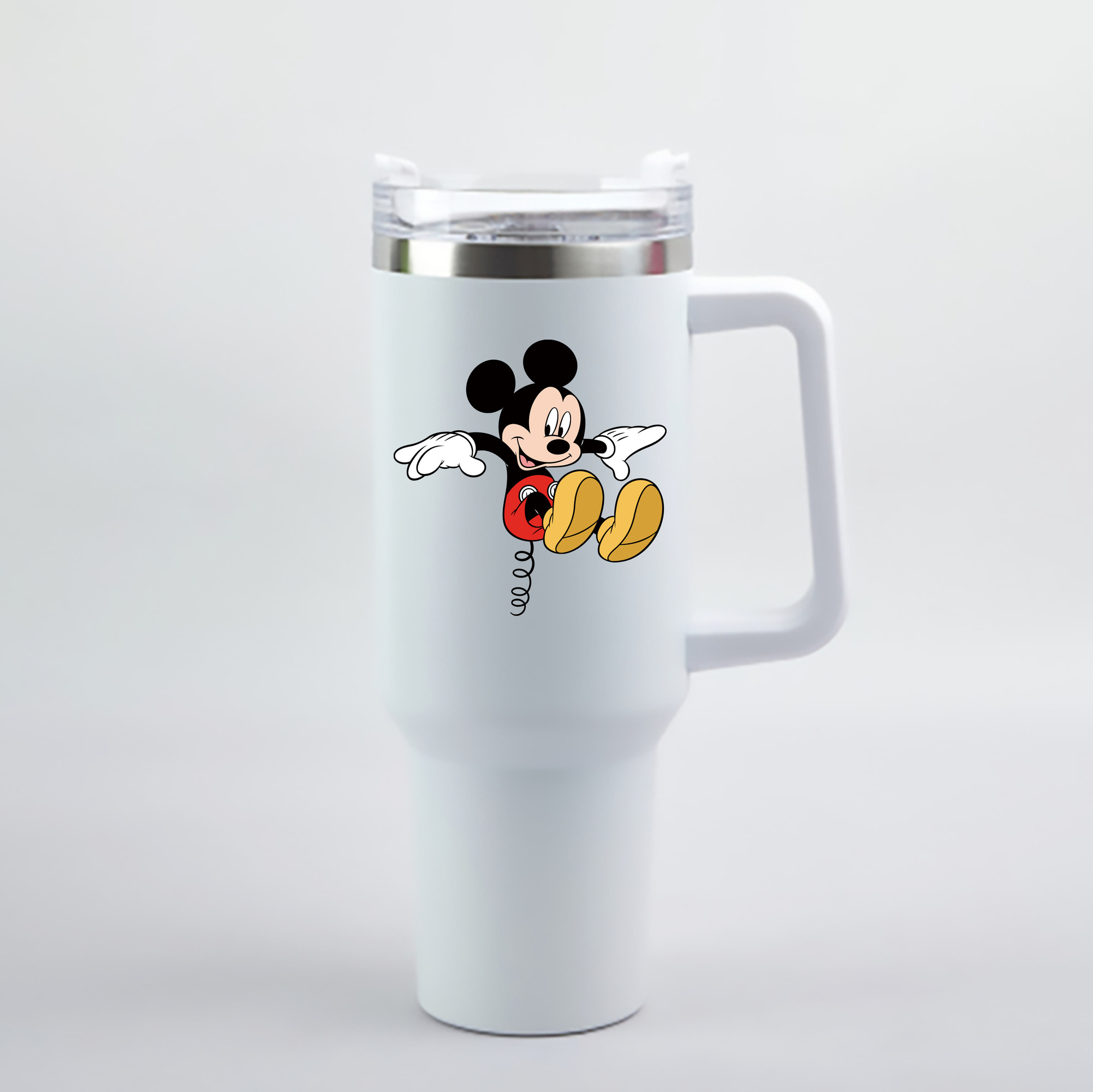 （画像用） ミッキーマウス Mickey Mouse 1200mL車用タンブラー - クリスタルステッカー（プラスチックストロー付き）