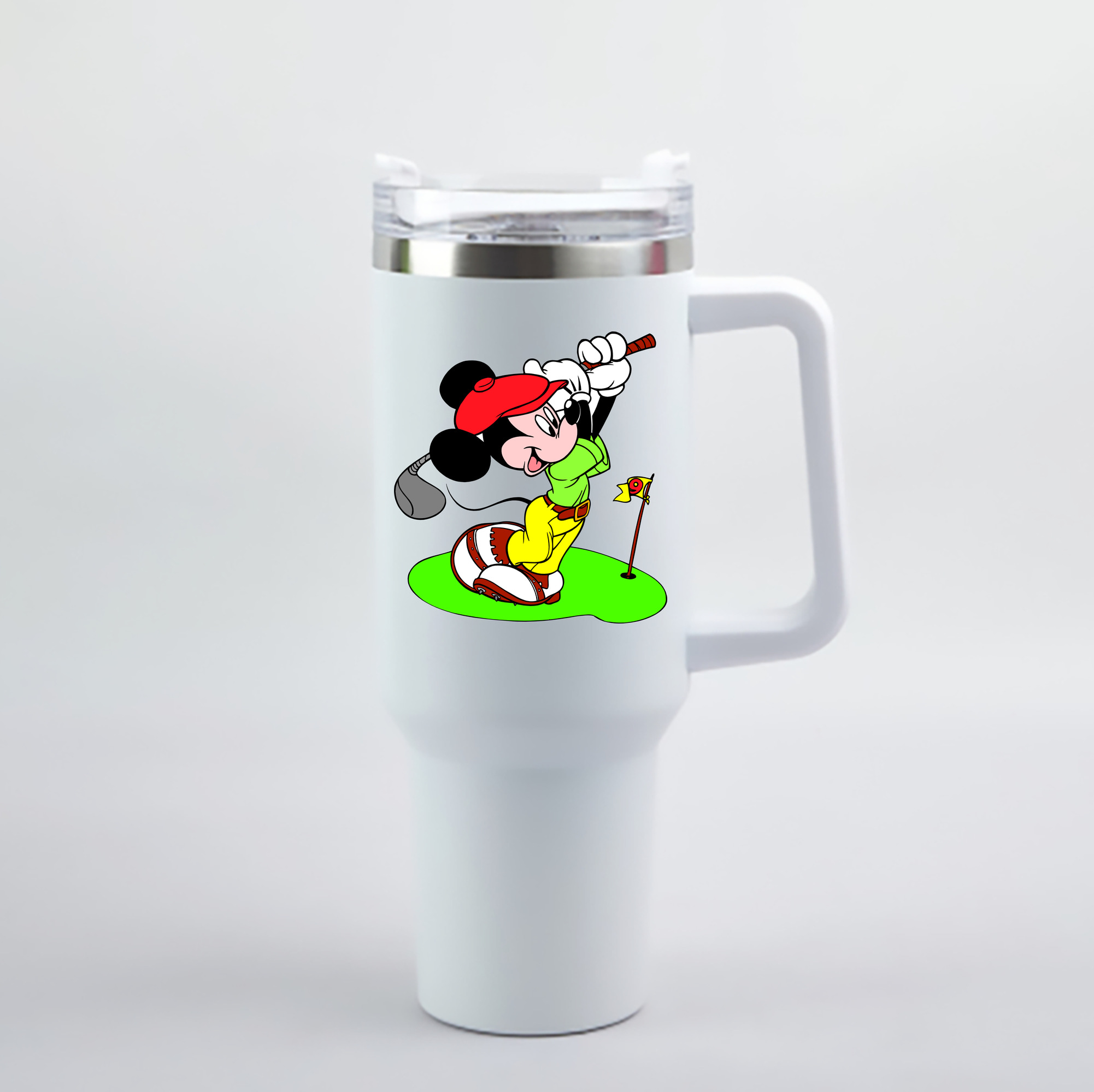 （画像用） ミッキーマウス Mickey Mouse 1200mL車用タンブラー - クリスタルステッカー（プラスチックストロー付き）