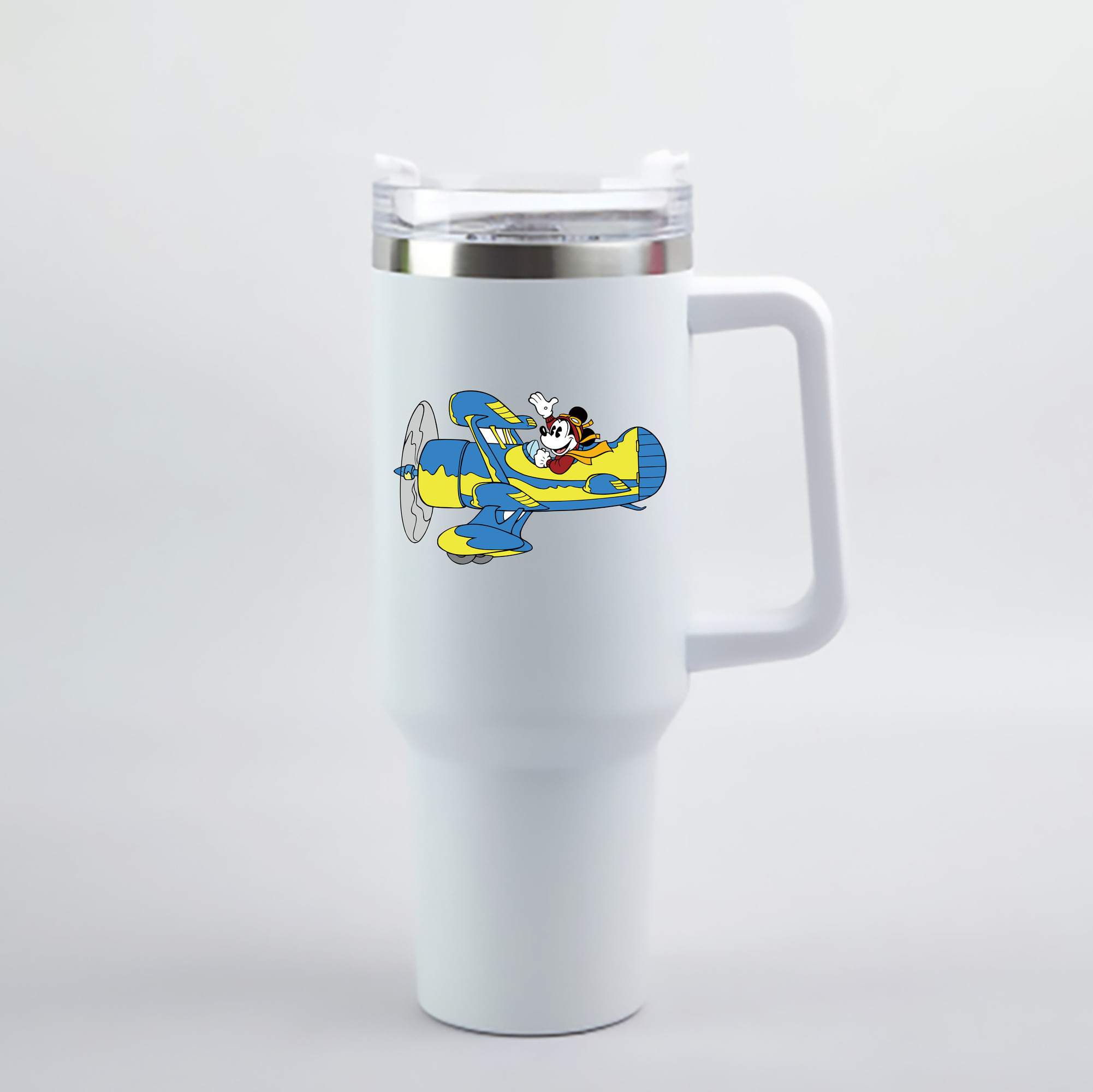 （画像用） ミッキーマウス Mickey Mouse 1200mL車用タンブラー - クリスタルステッカー（プラスチックストロー付き）