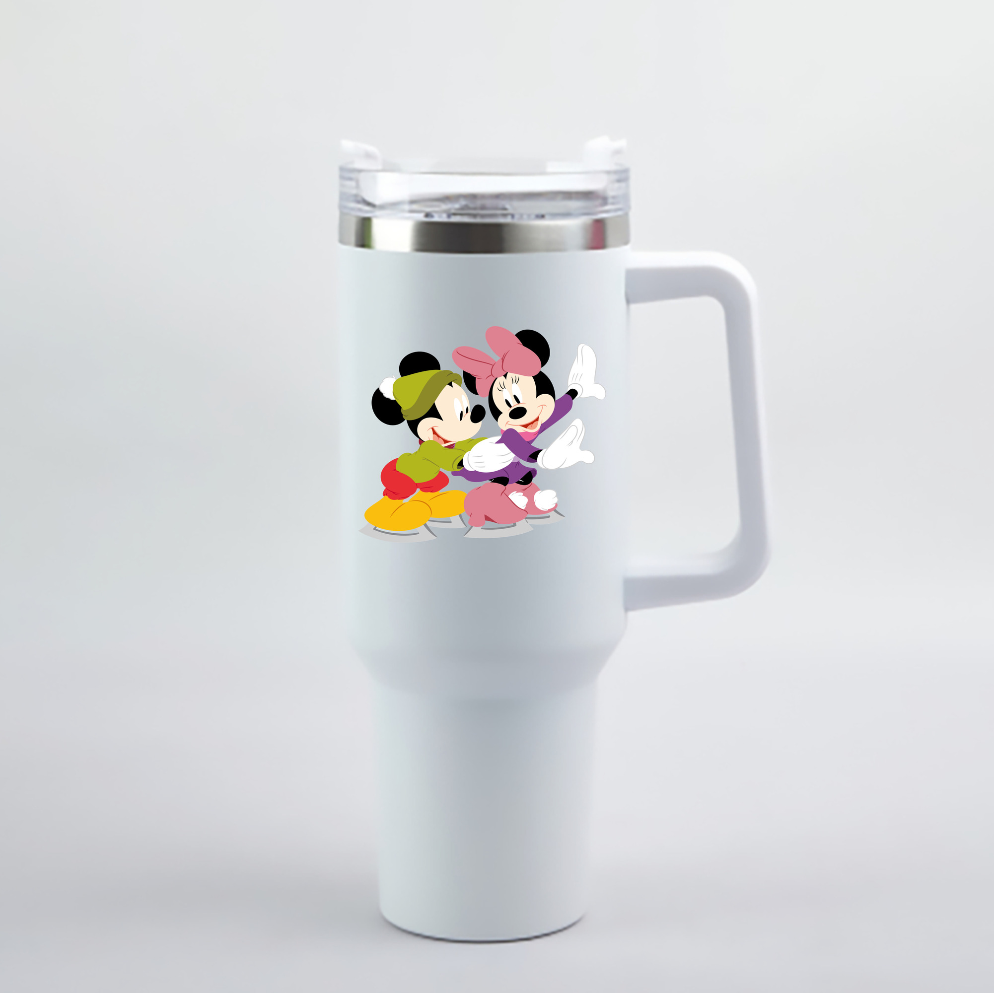 （画像用） ミッキーマウス Mickey Mouse 1200mL車用タンブラー - クリスタルステッカー（プラスチックストロー付き）