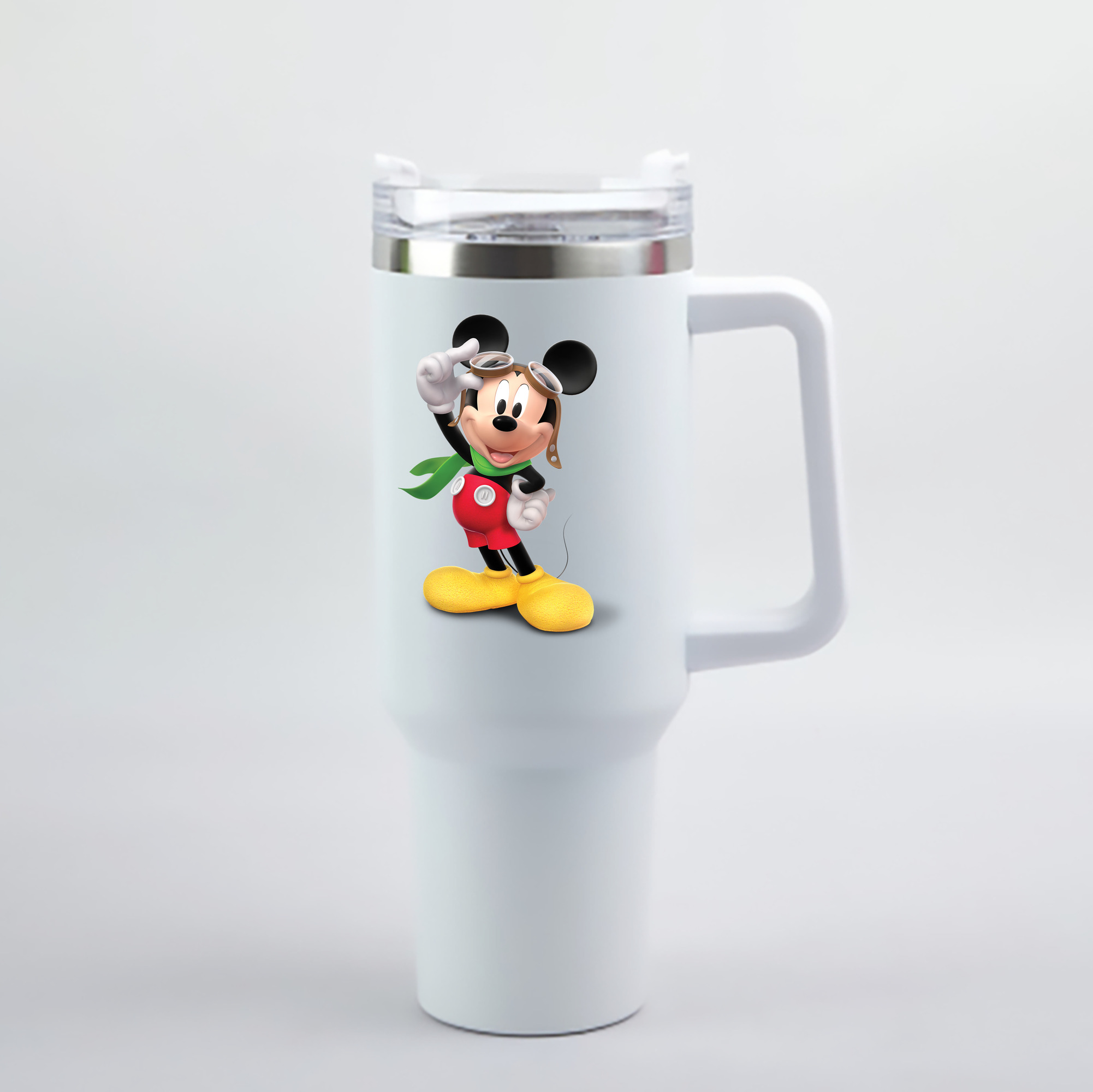 （画像用） ミッキーマウス Mickey Mouse 1200mL車用タンブラー - クリスタルステッカー（プラスチックストロー付き）