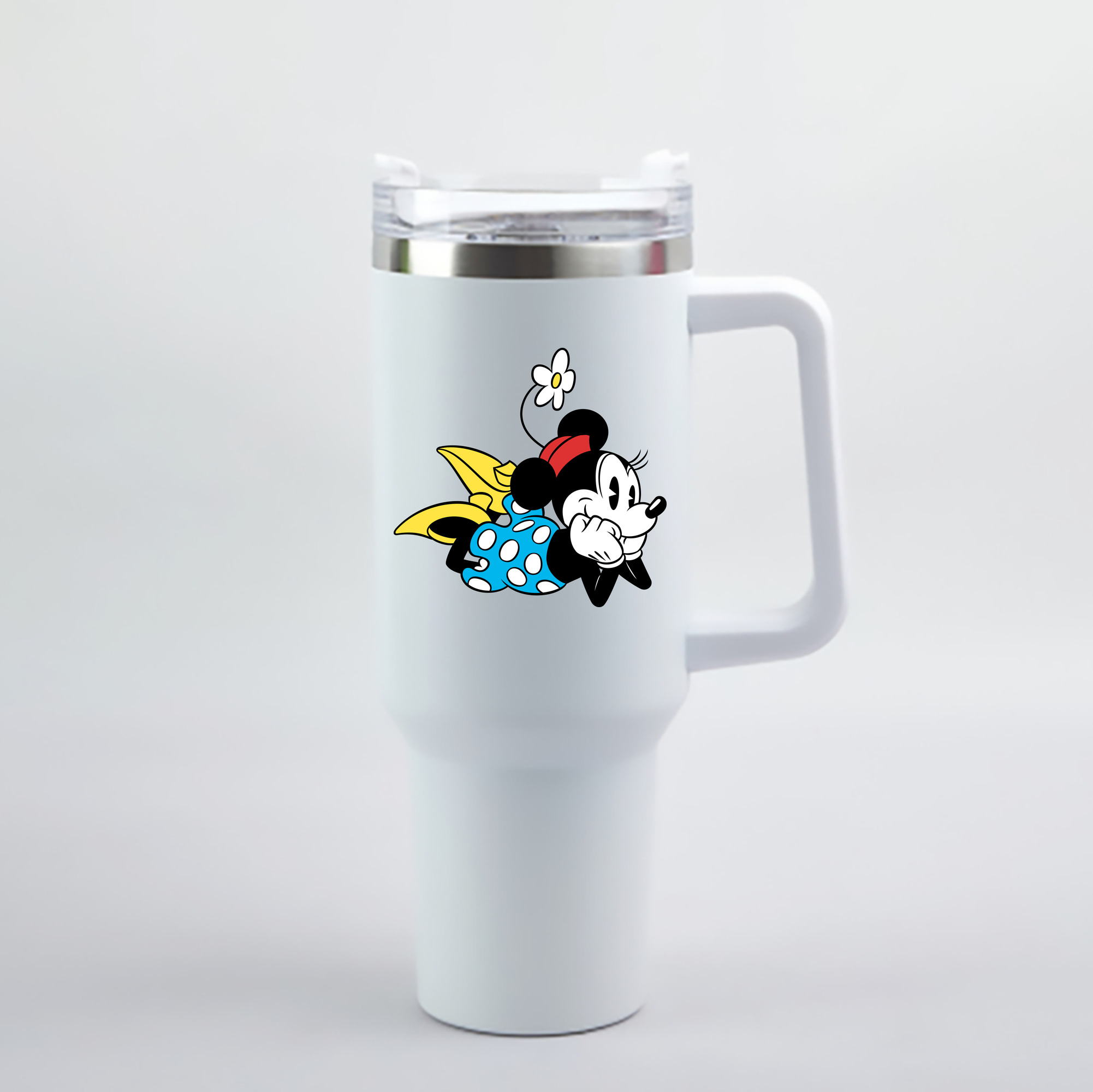 （画像用） ミッキーマウス Mickey Mouse 1200mL車用タンブラー - クリスタルステッカー（プラスチックストロー付き）