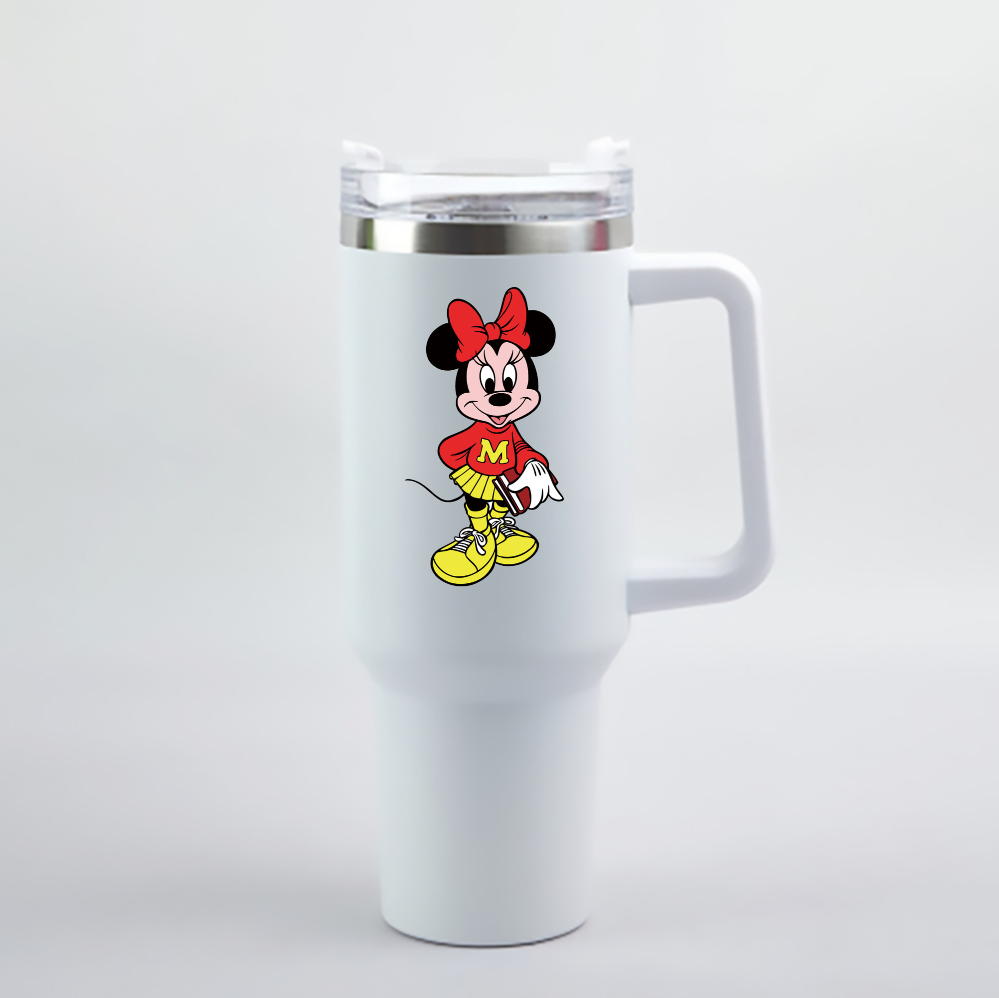 （画像用） ミッキーマウス Mickey Mouse 1200mL車用タンブラー - クリスタルステッカー（プラスチックストロー付き）