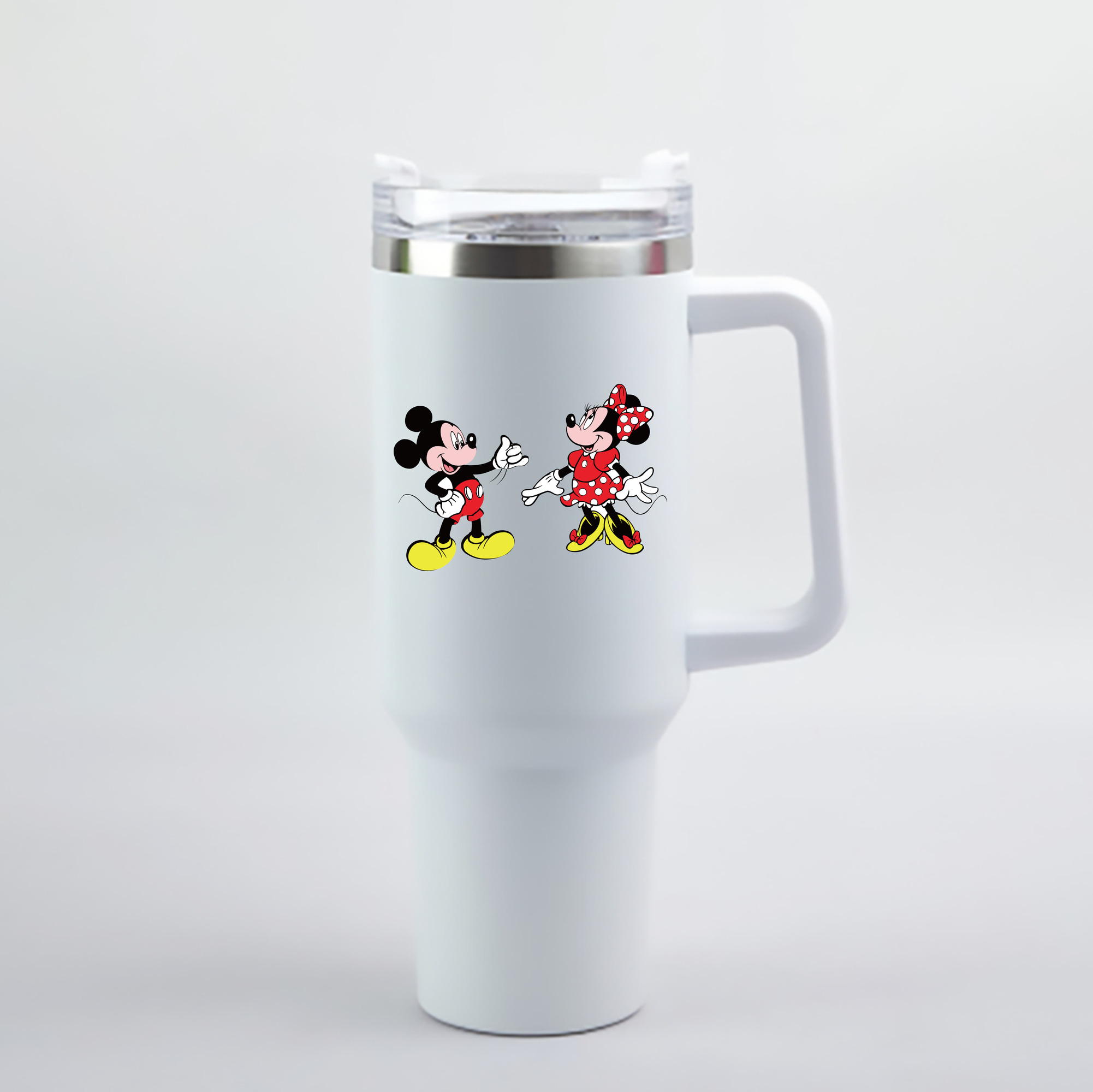 （画像用） ミッキーマウス Mickey Mouse 1200mL車用タンブラー - クリスタルステッカー（プラスチックストロー付き）