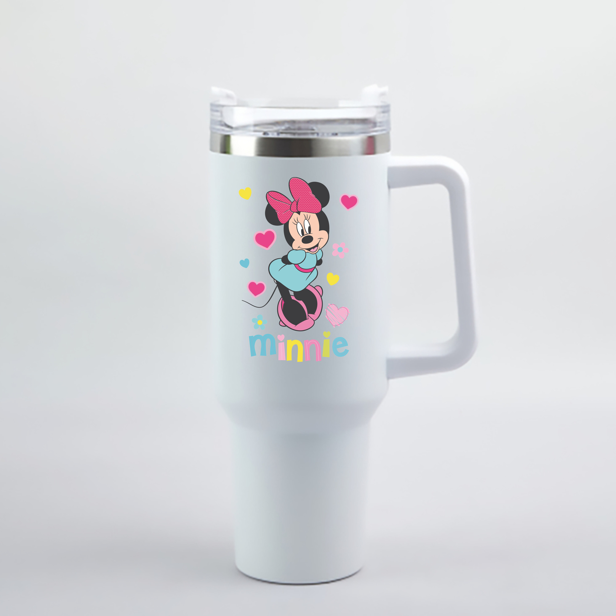 （画像用） ミッキーマウス Mickey Mouse 1200mL車用タンブラー - クリスタルステッカー（プラスチックストロー付き）