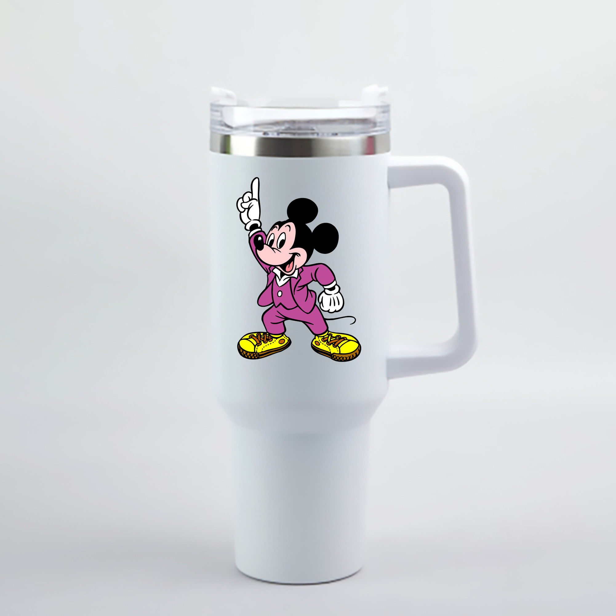 （画像用） ミッキーマウス Mickey Mouse 1200mL車用タンブラー - クリスタルステッカー（プラスチックストロー付き）