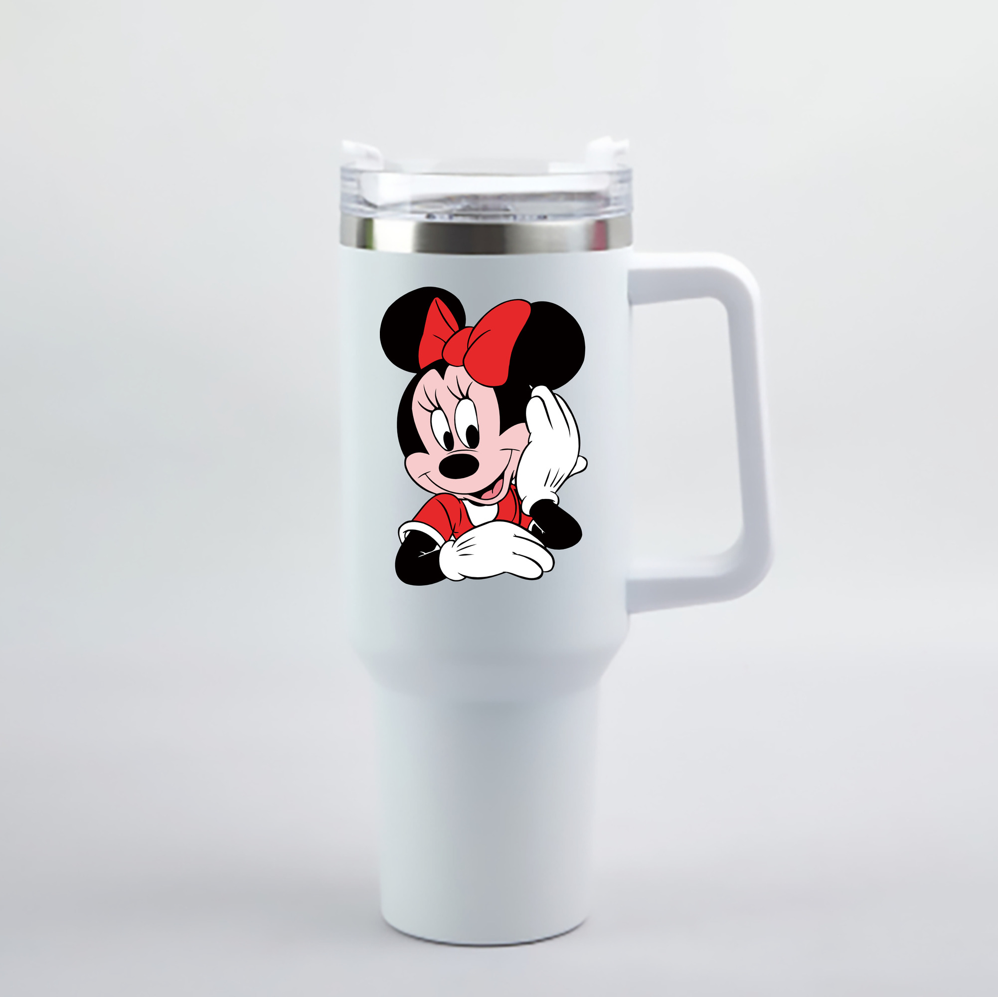 （画像用） ミッキーマウス Mickey Mouse 1200mL車用タンブラー - クリスタルステッカー（プラスチックストロー付き）