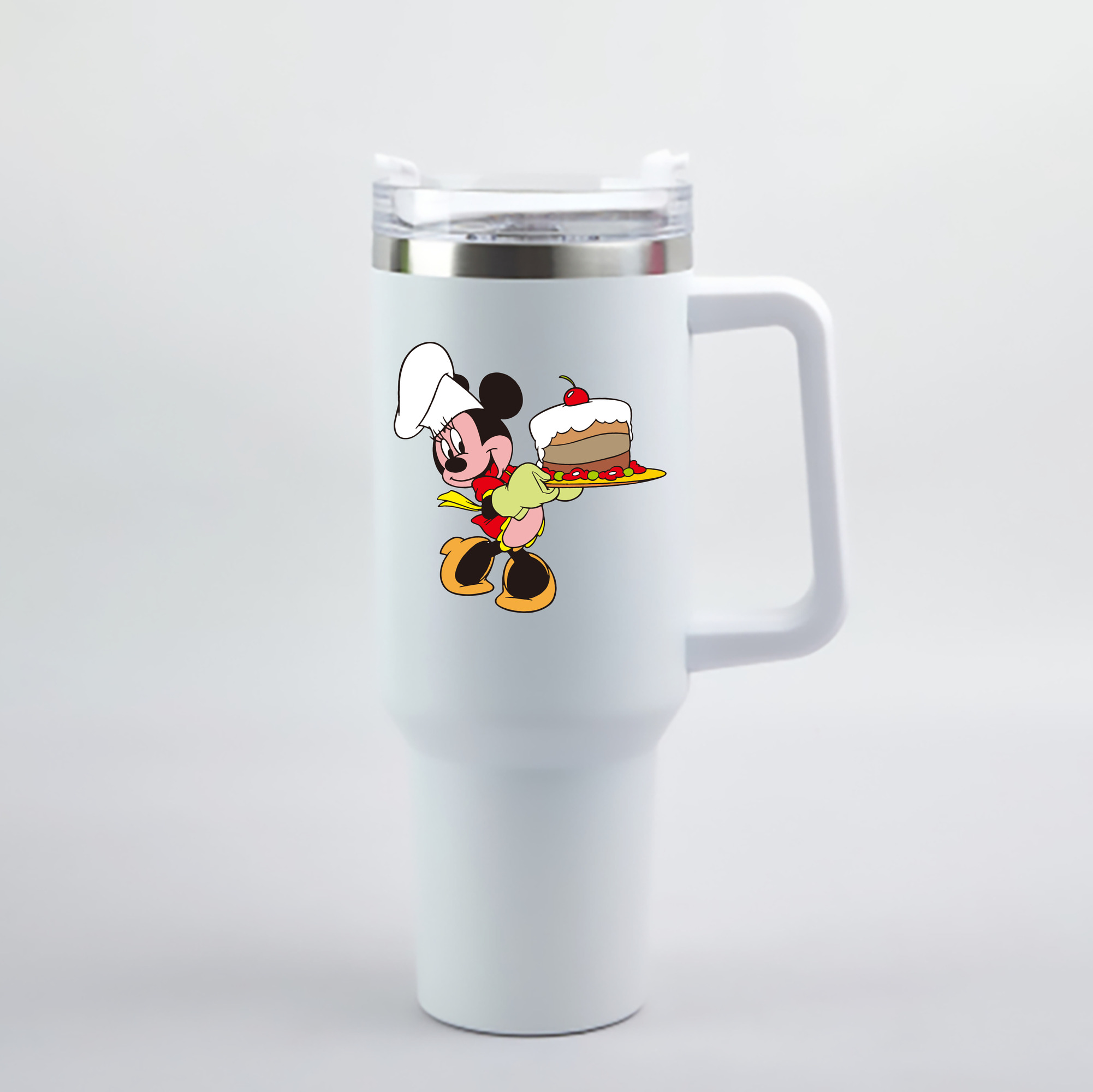 （画像用） ミッキーマウス Mickey Mouse 1200mL車用タンブラー - クリスタルステッカー（プラスチックストロー付き）