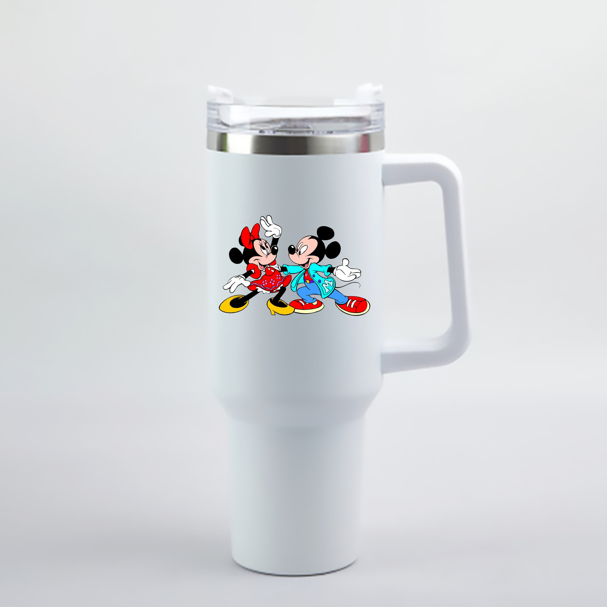 （画像用） ミッキーマウス Mickey Mouse 1200mL車用タンブラー - クリスタルステッカー（プラスチックストロー付き）