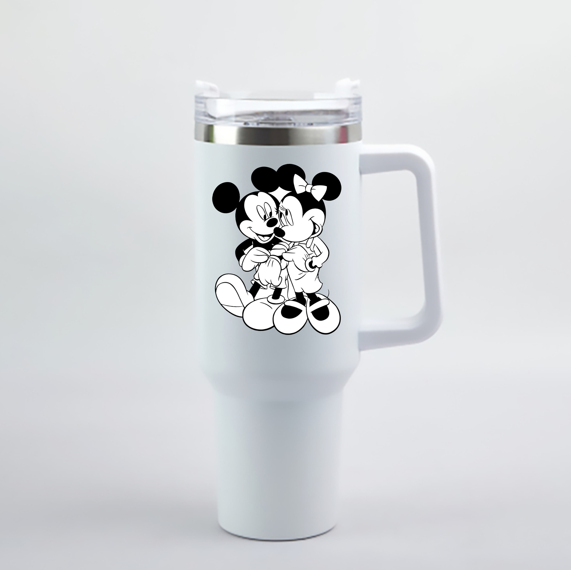 （画像用） ミッキーマウス Mickey Mouse 1200mL車用タンブラー - クリスタルステッカー（プラスチックストロー付き）