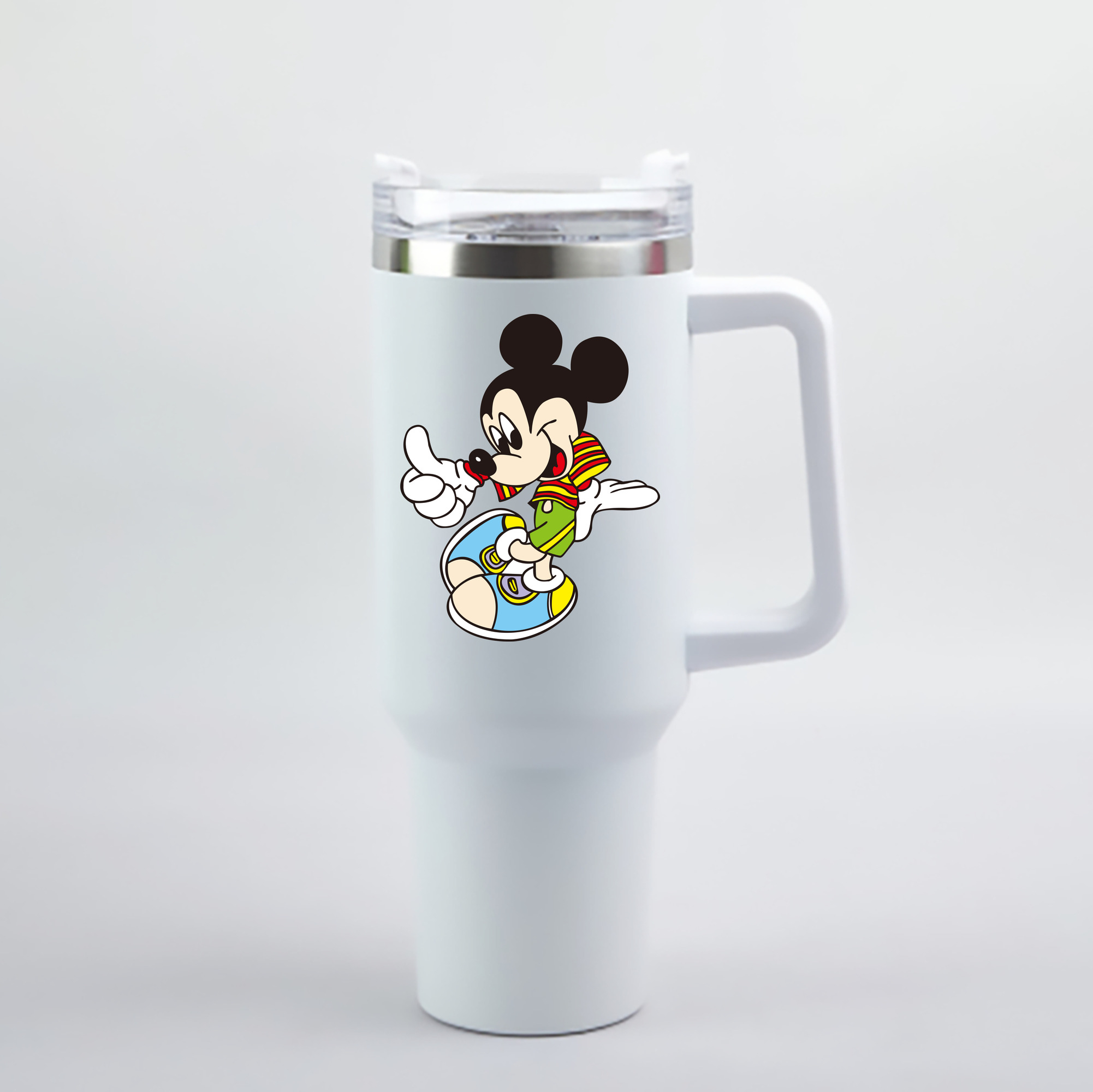 （画像用） ミッキーマウス Mickey Mouse 1200mL車用タンブラー - クリスタルステッカー（プラスチックストロー付き）