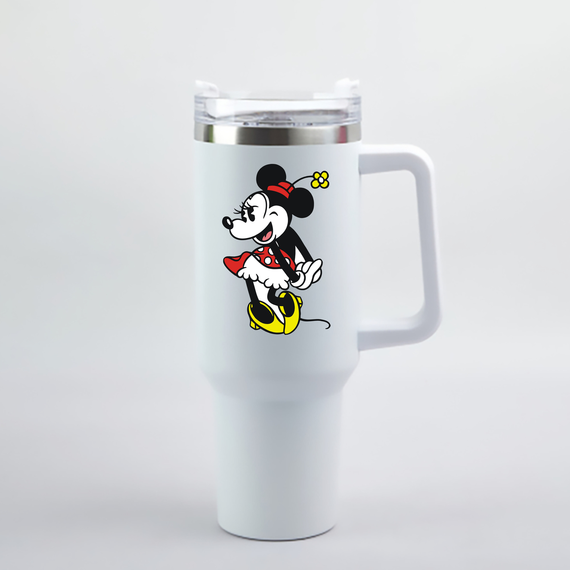 （画像用） ミッキーマウス Mickey Mouse 1200mL車用タンブラー - クリスタルステッカー（プラスチックストロー付き）