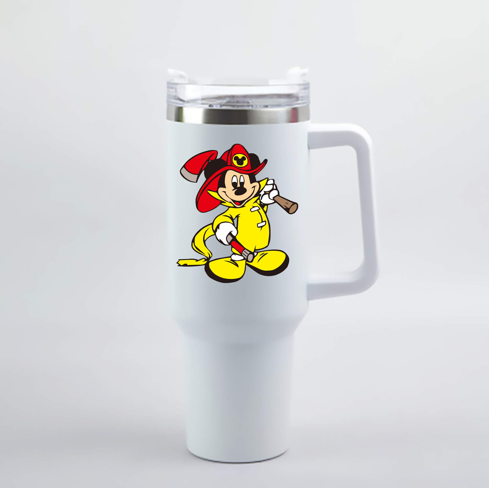 （画像用） ミッキーマウス Mickey Mouse 1200mL車用タンブラー - クリスタルステッカー（プラスチックストロー付き）