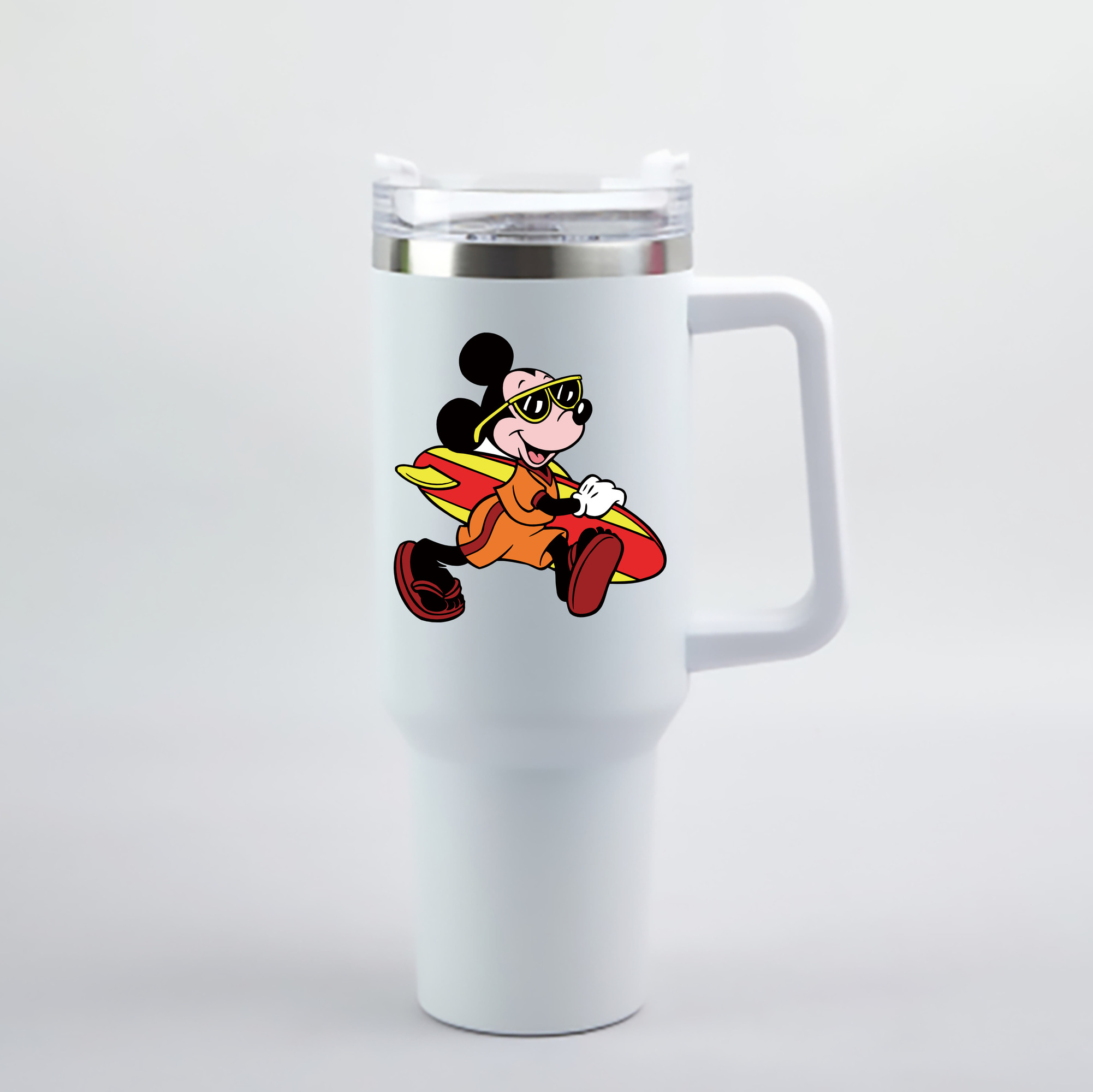 （画像用） ミッキーマウス Mickey Mouse 1200mL車用タンブラー - クリスタルステッカー（プラスチックストロー付き）