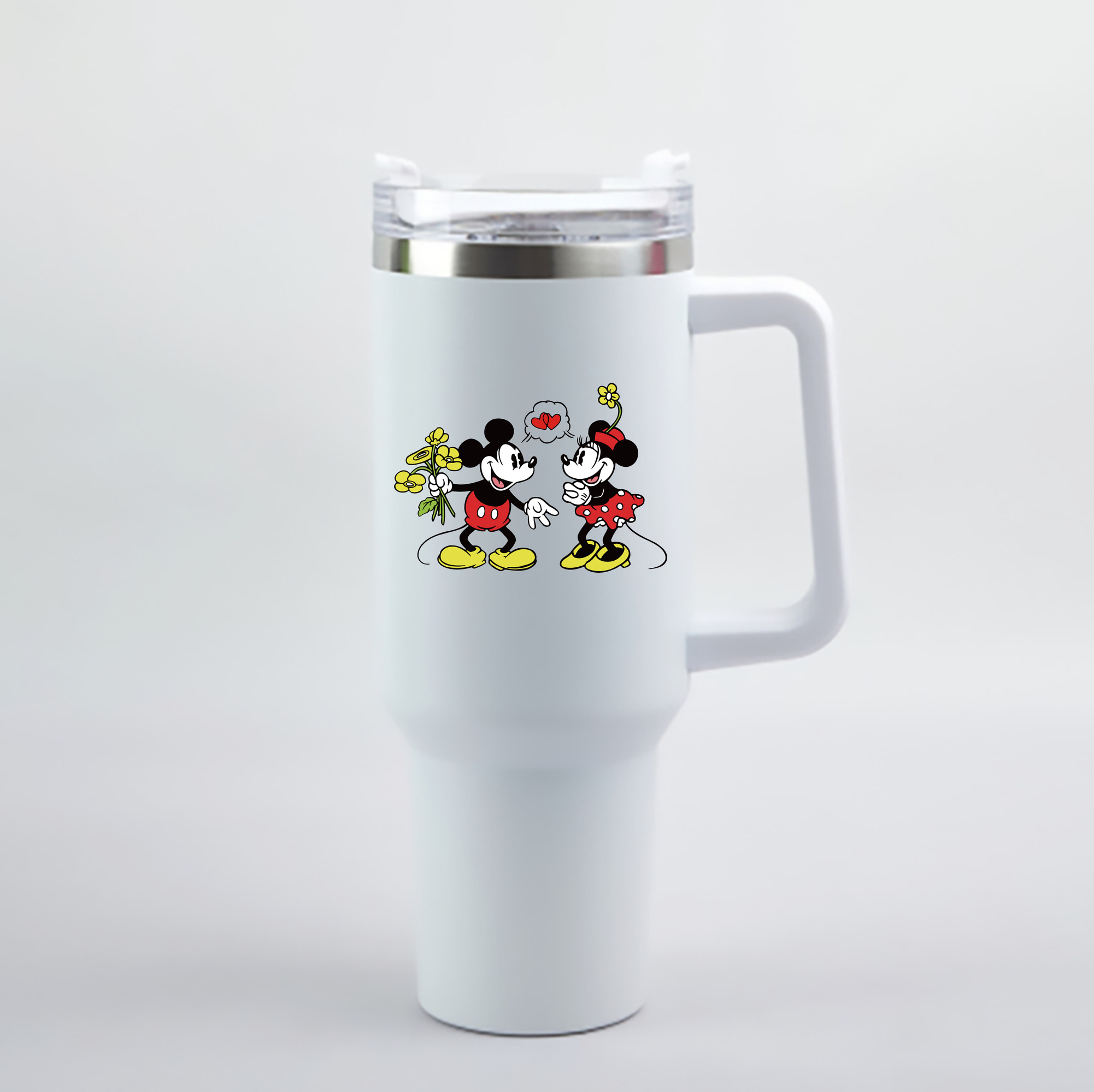 （画像用） ミッキーマウス Mickey Mouse 1200mL車用タンブラー - クリスタルステッカー（プラスチックストロー付き）