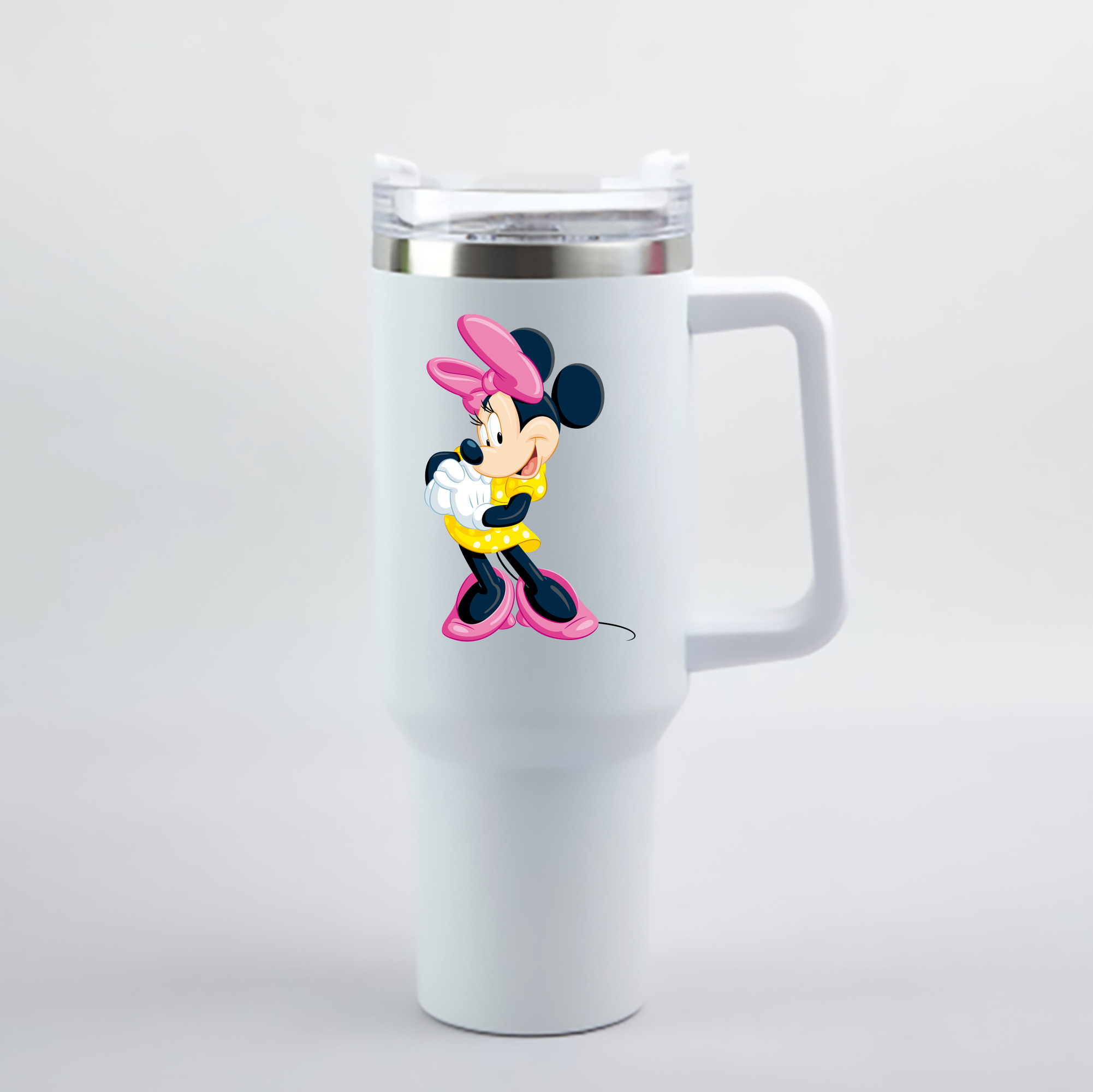 （画像用） ミッキーマウス Mickey Mouse 1200mL車用タンブラー - クリスタルステッカー（プラスチックストロー付き）