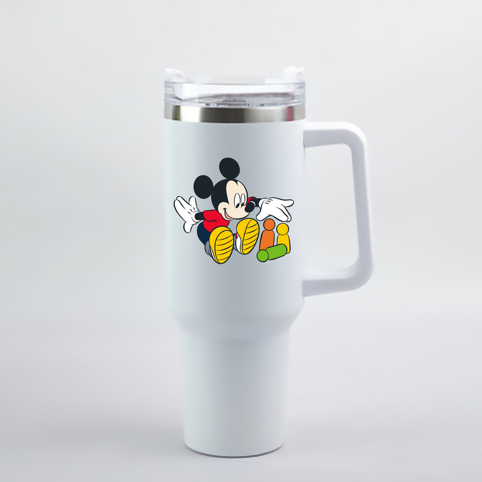 （画像用） ミッキーマウス Mickey Mouse 1200mL車用タンブラー - クリスタルステッカー（プラスチックストロー付き）