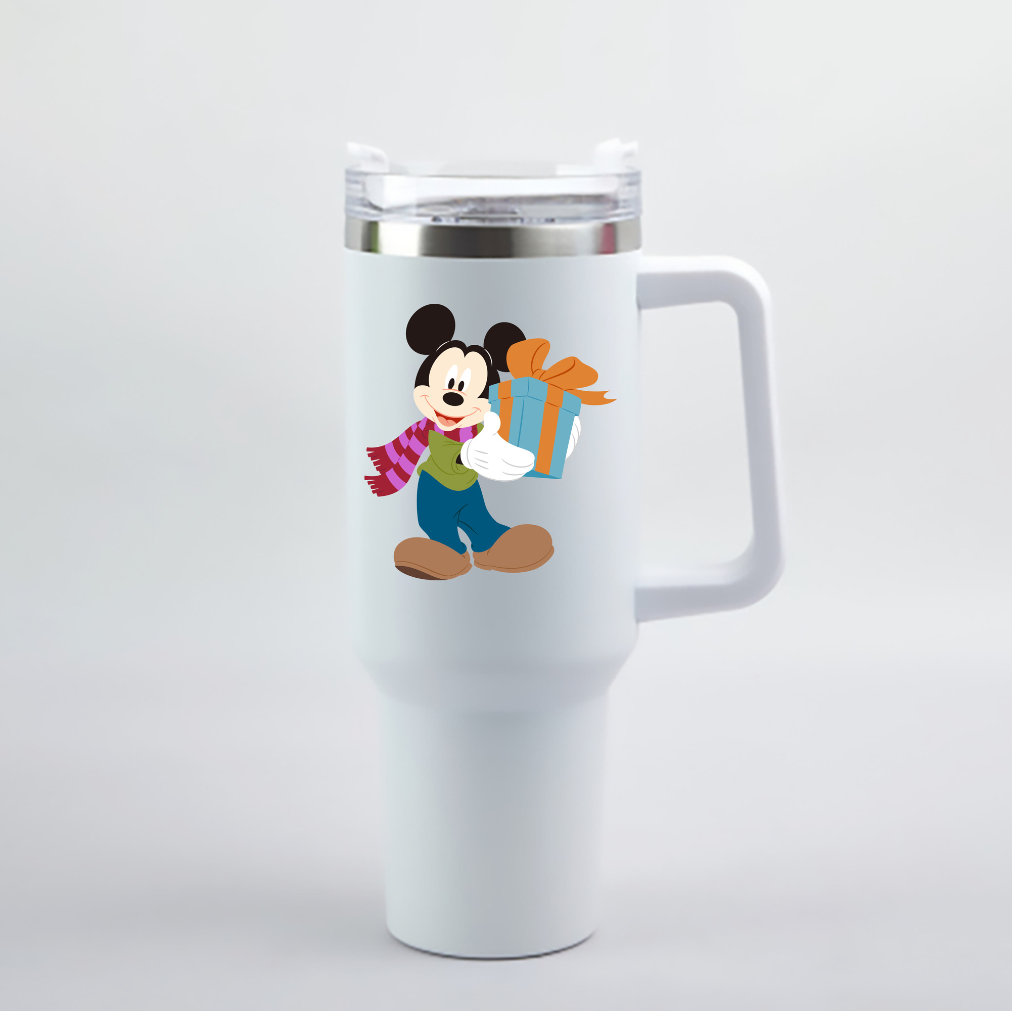（画像用） ミッキーマウス Mickey Mouse 1200mL車用タンブラー - クリスタルステッカー（プラスチックストロー付き）