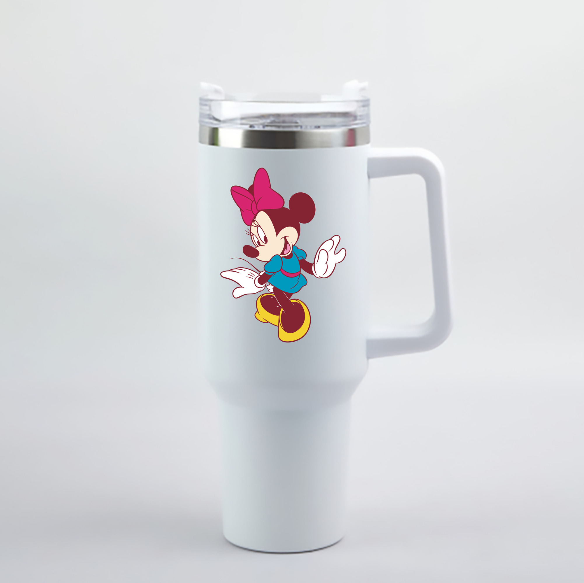 （画像用） ミッキーマウス Mickey Mouse 1200mL車用タンブラー - クリスタルステッカー（プラスチックストロー付き）