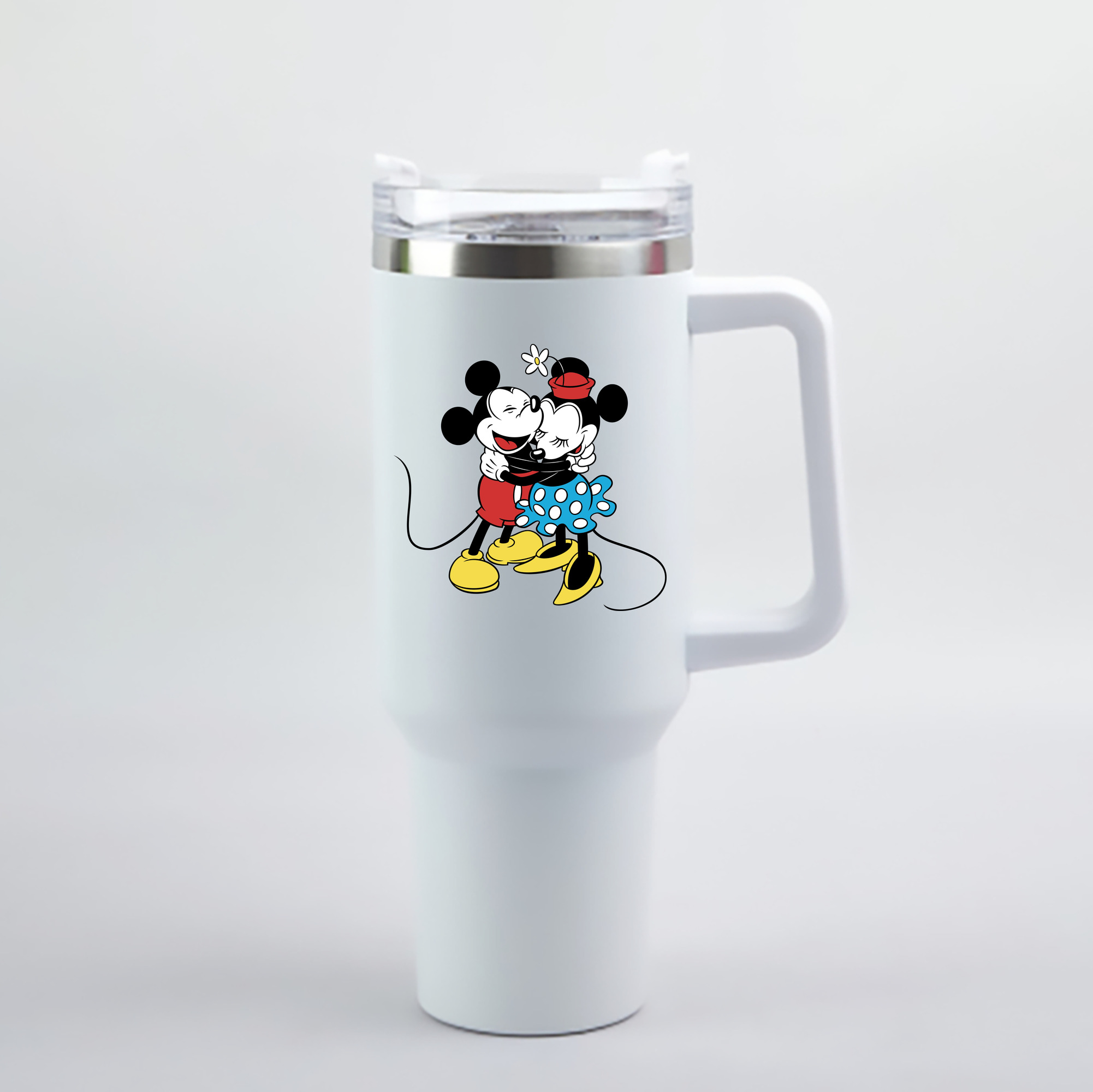 （画像用） ミッキーマウス Mickey Mouse 1200mL車用タンブラー - クリスタルステッカー（プラスチックストロー付き）