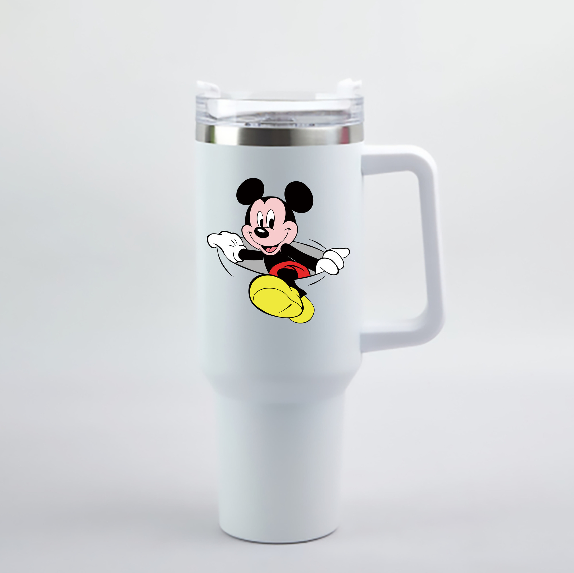 （画像用） ミッキーマウス Mickey Mouse 1200mL車用タンブラー - クリスタルステッカー（プラスチックストロー付き）