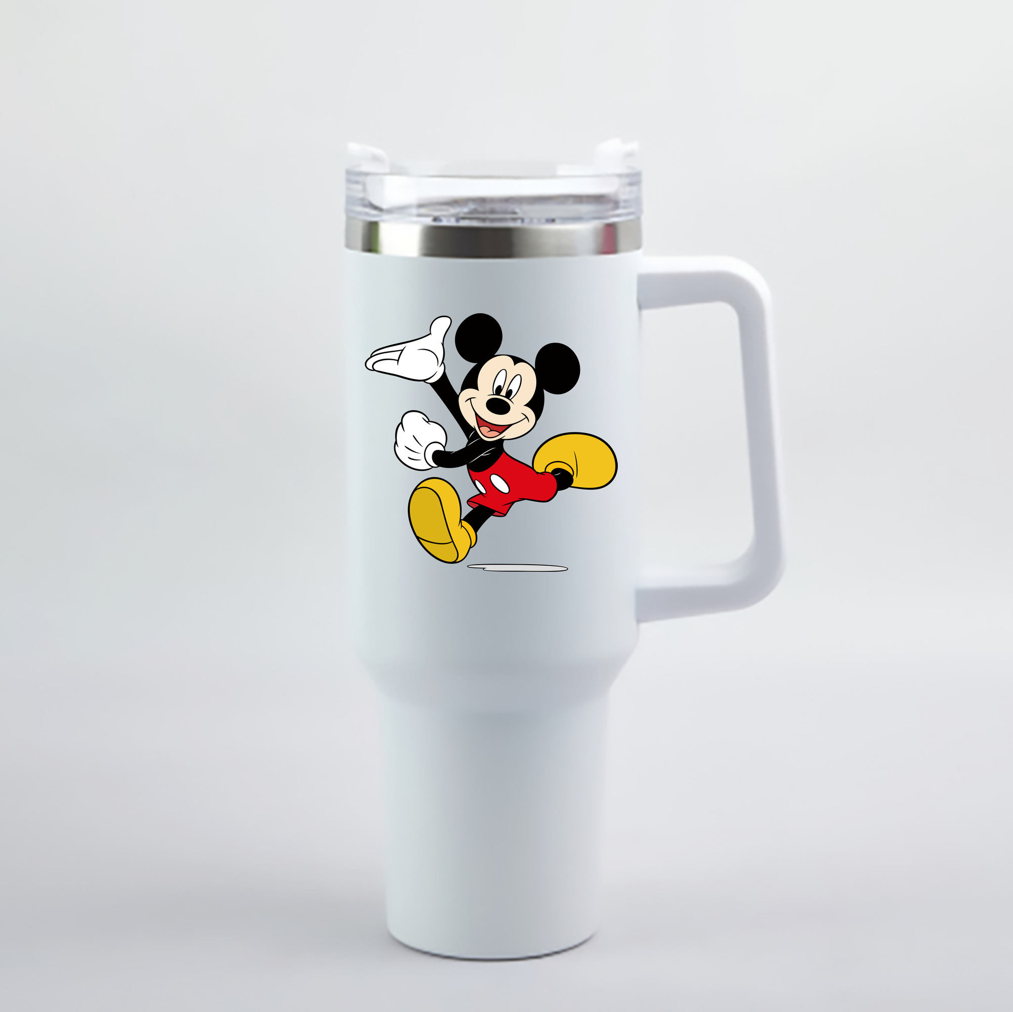 （画像用） ミッキーマウス Mickey Mouse 1200mL車用タンブラー - クリスタルステッカー（プラスチックストロー付き）