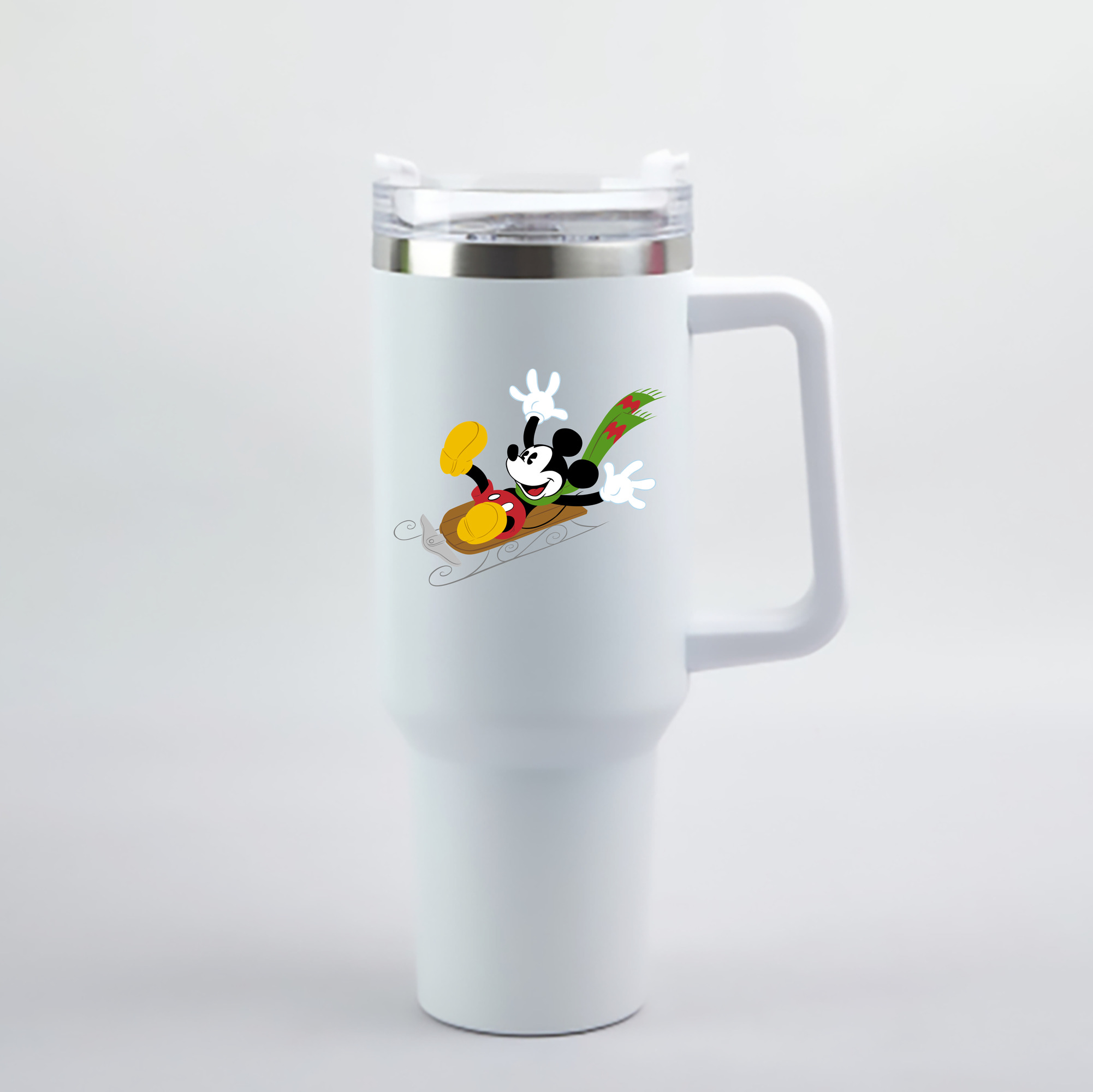 （画像用） ミッキーマウス Mickey Mouse 1200mL車用タンブラー - クリスタルステッカー（プラスチックストロー付き）