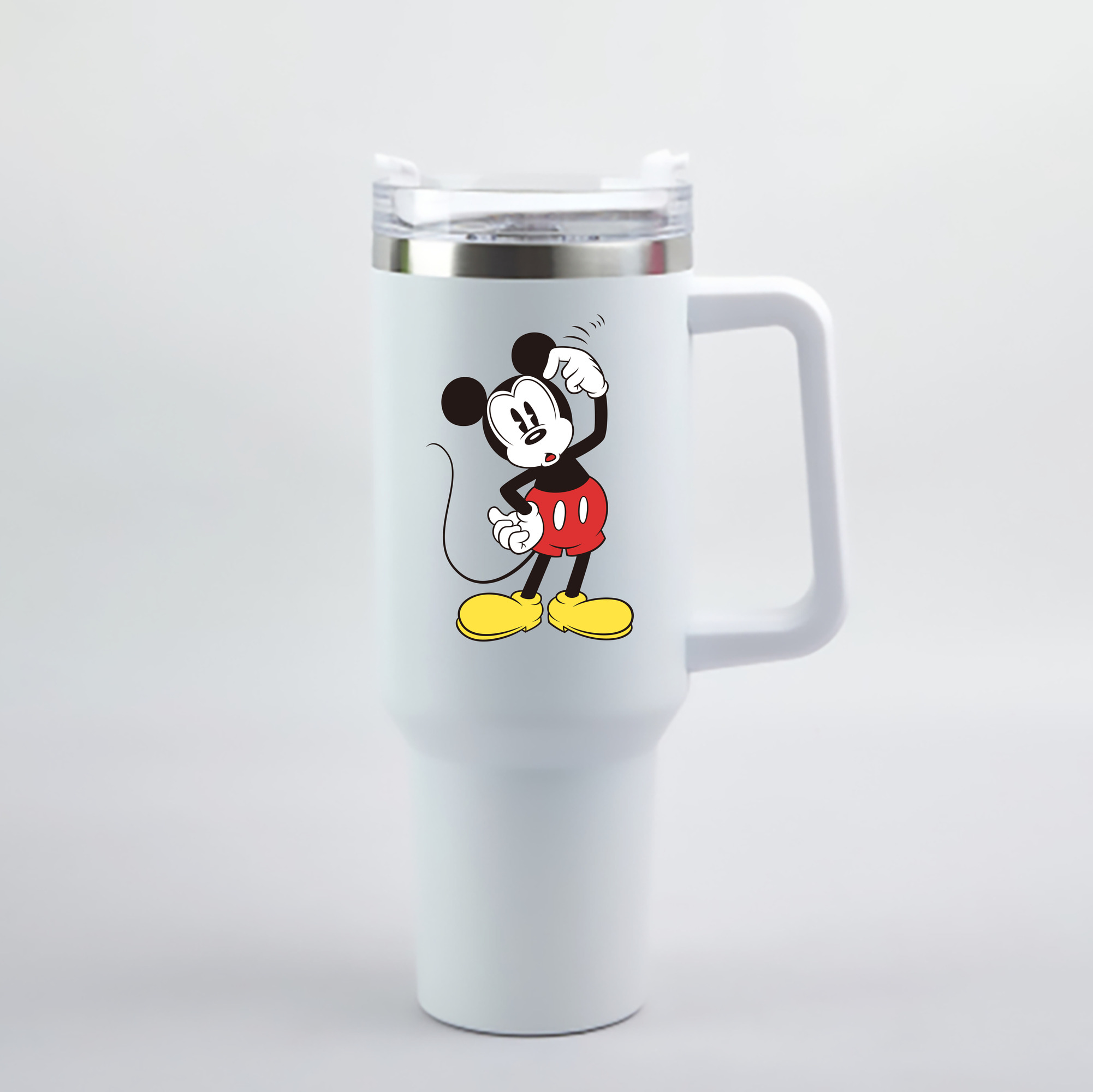 （画像用） ミッキーマウス Mickey Mouse 1200mL車用タンブラー - クリスタルステッカー（プラスチックストロー付き）