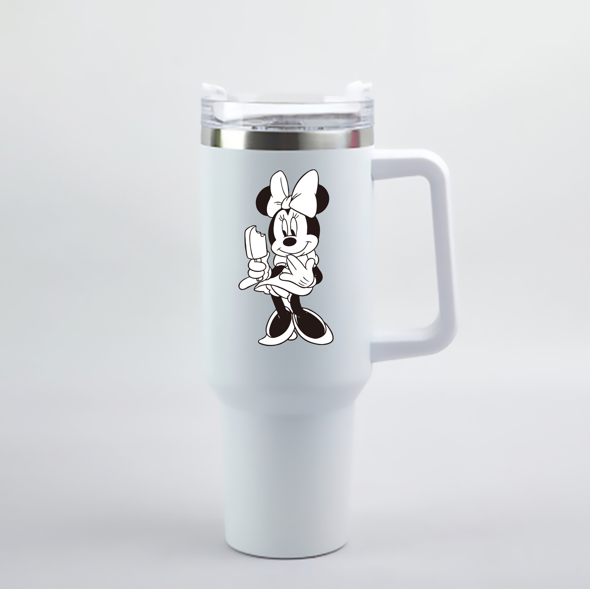 （画像用） ミッキーマウス Mickey Mouse 1200mL車用タンブラー - クリスタルステッカー（プラスチックストロー付き）