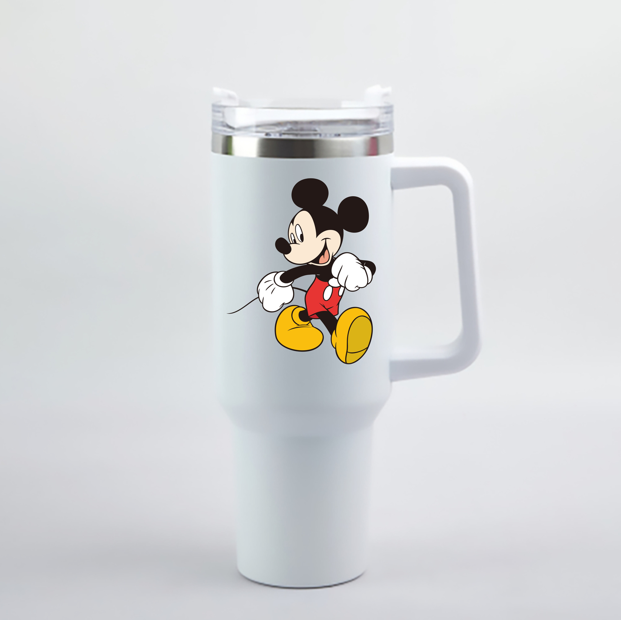 （画像用） ミッキーマウス Mickey Mouse 1200mL車用タンブラー - クリスタルステッカー（プラスチックストロー付き）
