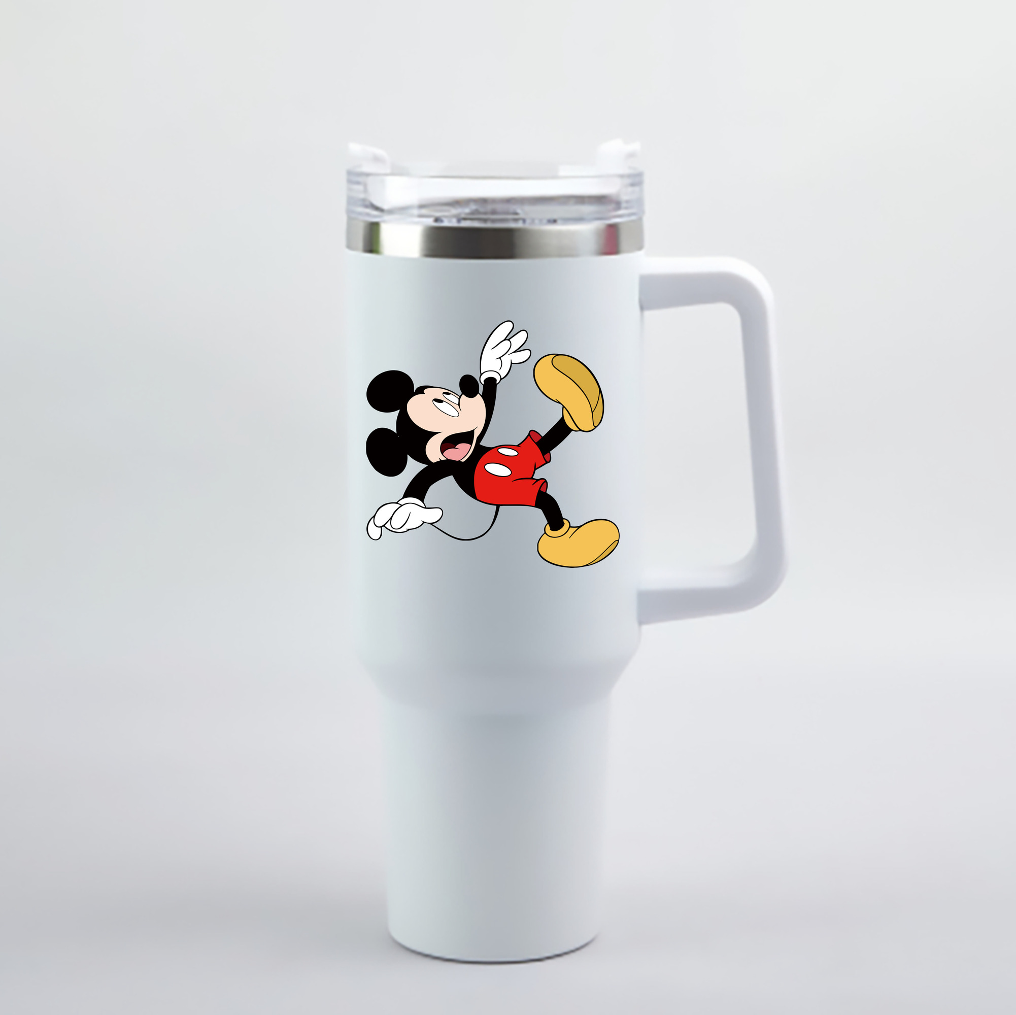 （画像用） ミッキーマウス Mickey Mouse 1200mL車用タンブラー - クリスタルステッカー（プラスチックストロー付き）