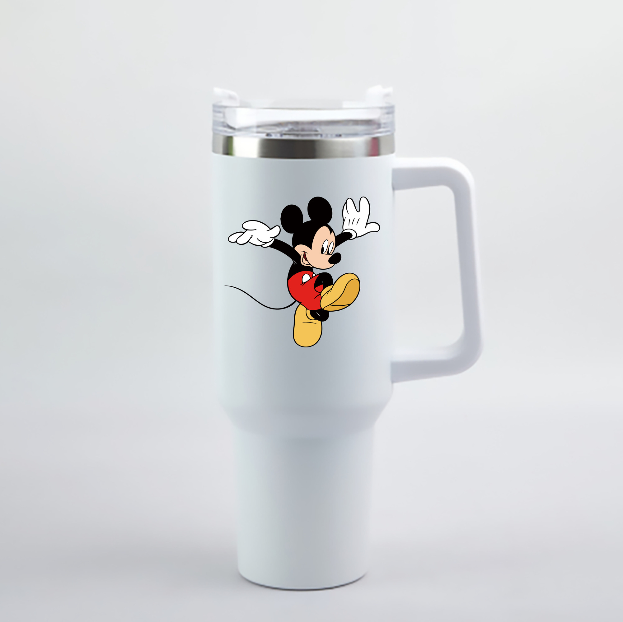 （画像用） ミッキーマウス Mickey Mouse 1200mL車用タンブラー - クリスタルステッカー（プラスチックストロー付き）